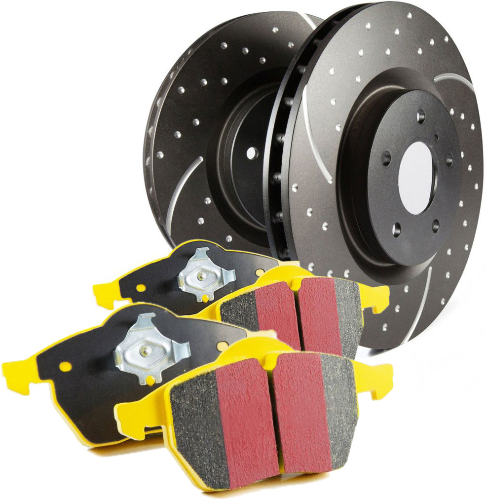 AM EBC Super Street Kit Stage 5 Black Geomet Coated Dimpled and slotted Aramid Fiber 2 Wheel Set Performance Front SKU E35S5KF1751