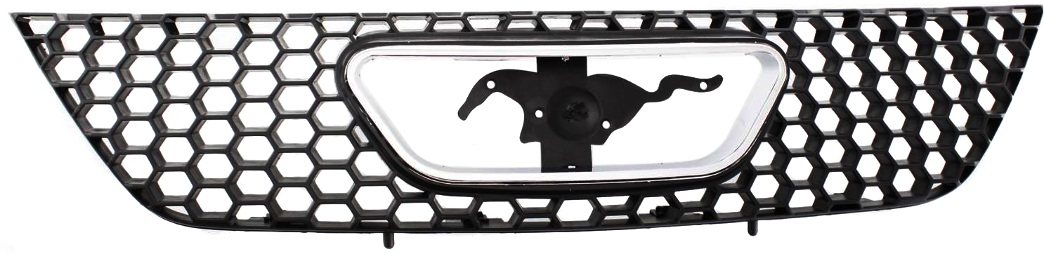 AM MUSTANG 99-04 GRILLE Textured Black Shell and Insert w o Emblem SKU F070112 Partslink FO1200357 OEM XR3Z8200AA