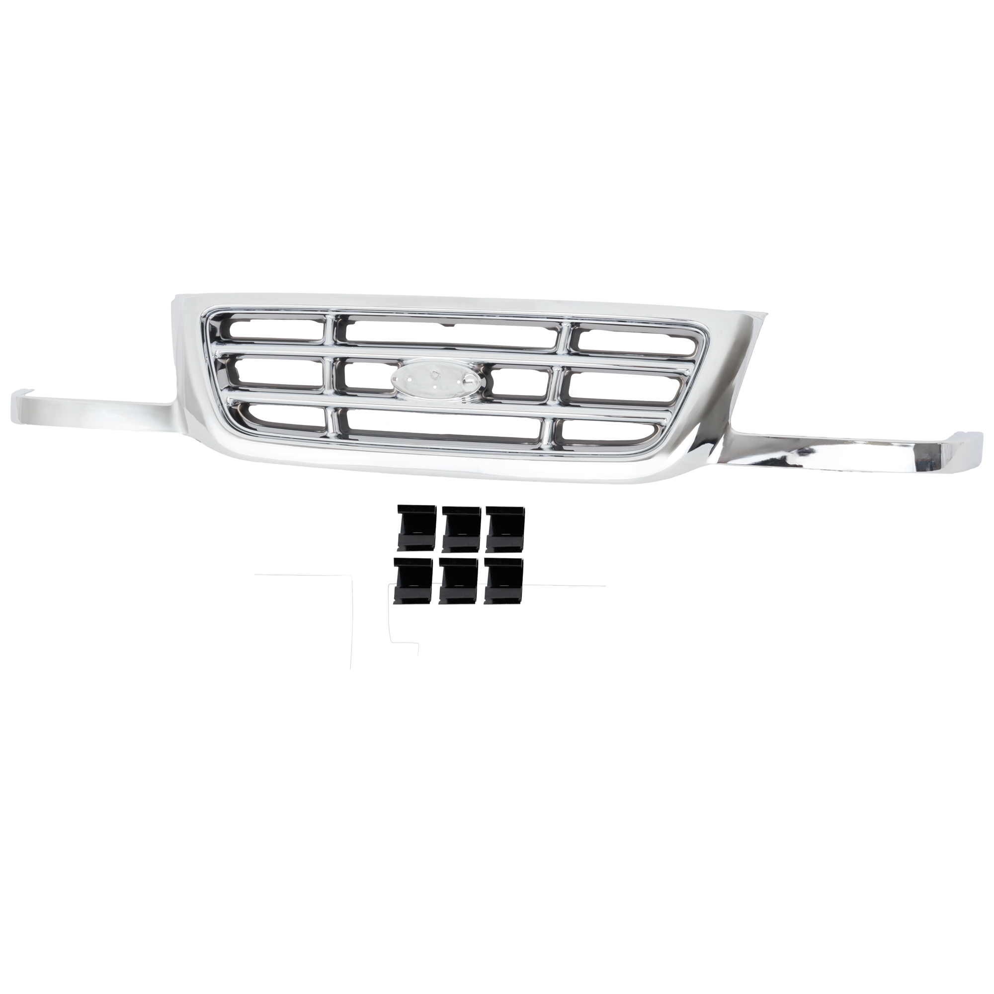 AM RANGER 01-03 GRILLE Cross Bar Insert Chrome Shell and Insert SKU F070118C Partslink FO1200443 OEM 1L5Z8200