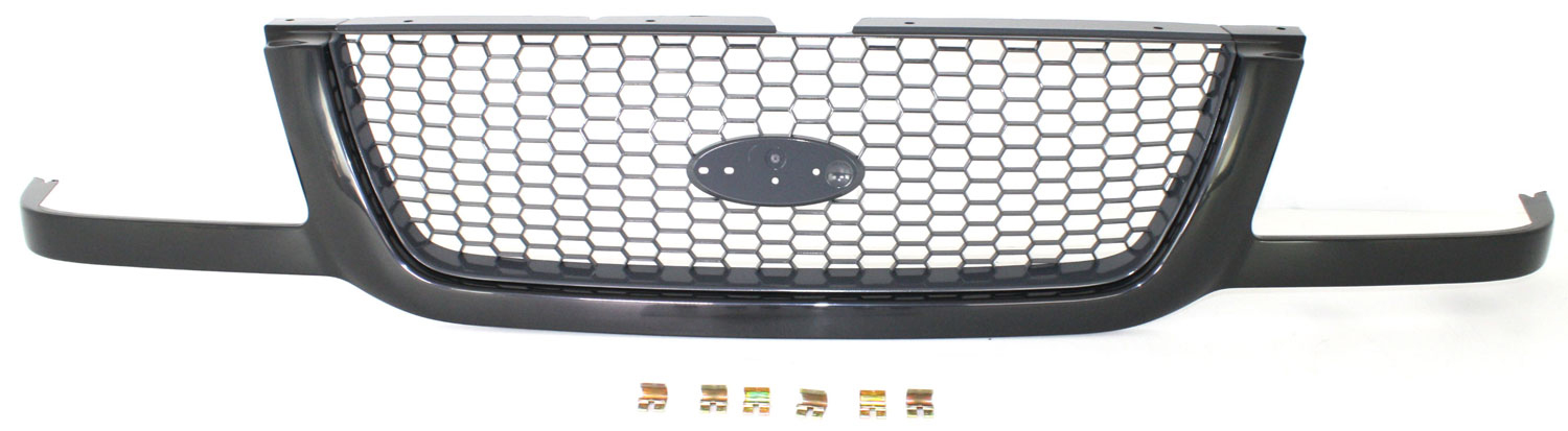 AM RANGER 01-03 GRILLE Painted Black Shell w Painted Gray Insert Mesh Insert SKU F070118 Partslink FO1200395 OEM 3L5Z8200BA