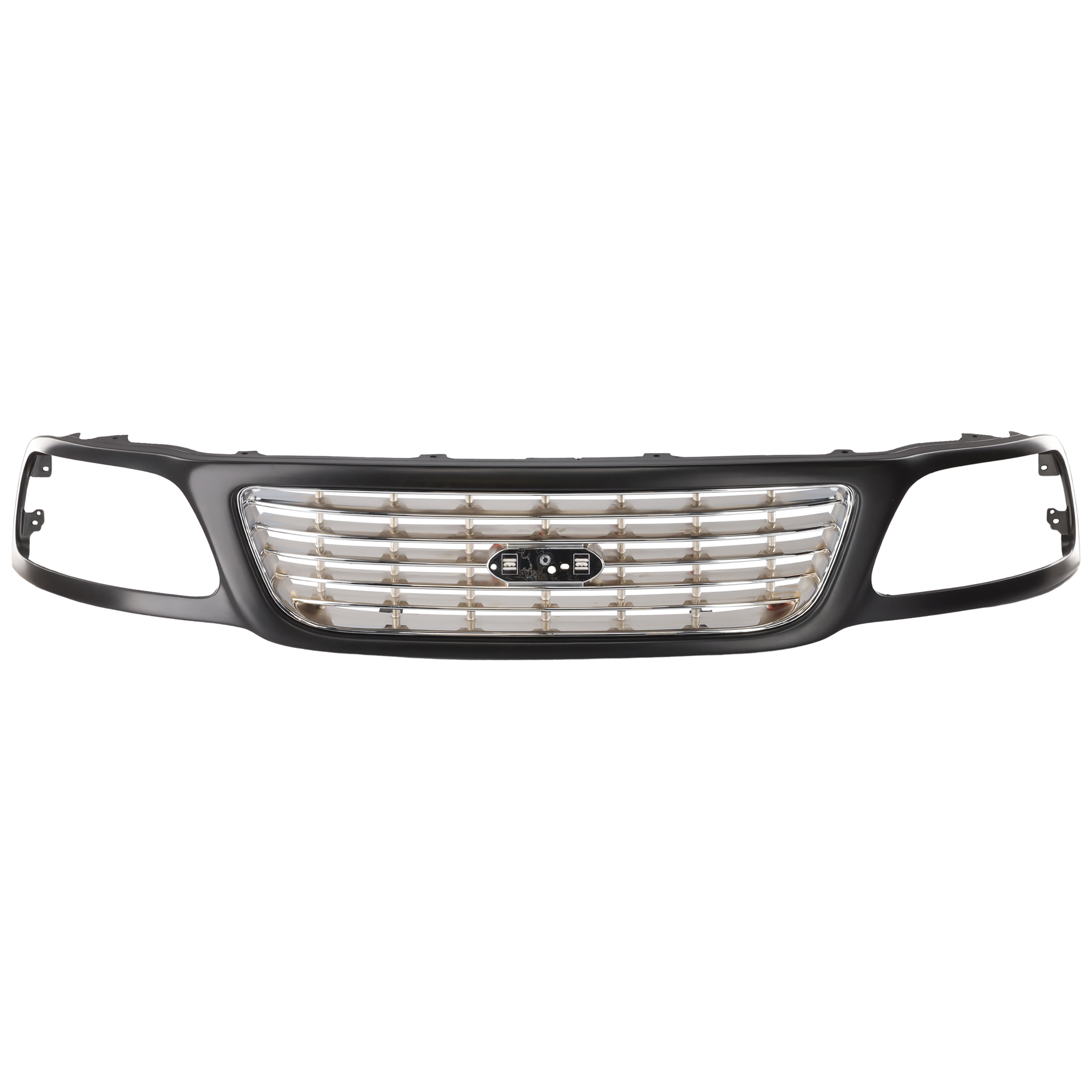 AM F 150-01-03 GRILLE Horizontal Bar Black Shell w Chrome Insert Lightning Model SKU F070134 Partslink FO1200423 OEM 3L3Z8200AC