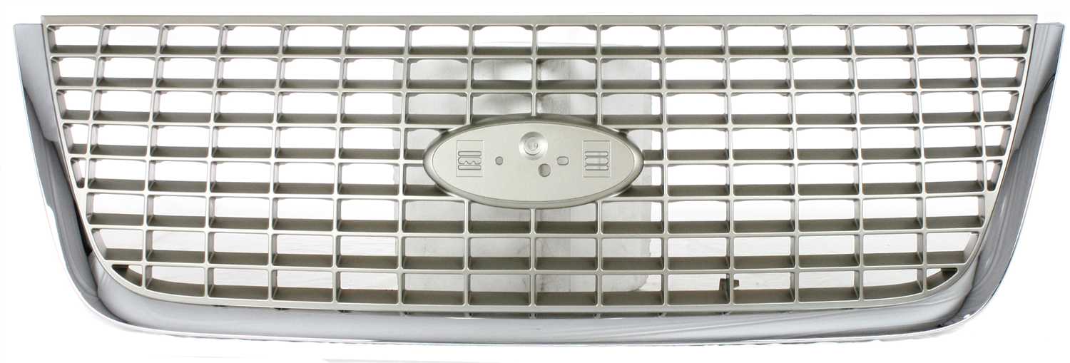 AM EXPEDITION 03-06 GRILLE Chrome Shell Painted Silver Insert w o Monochromatic Pkg Eddie Bauer Model SKU F070135 Partslink FO1200400 OEM 2L1Z8200BAA