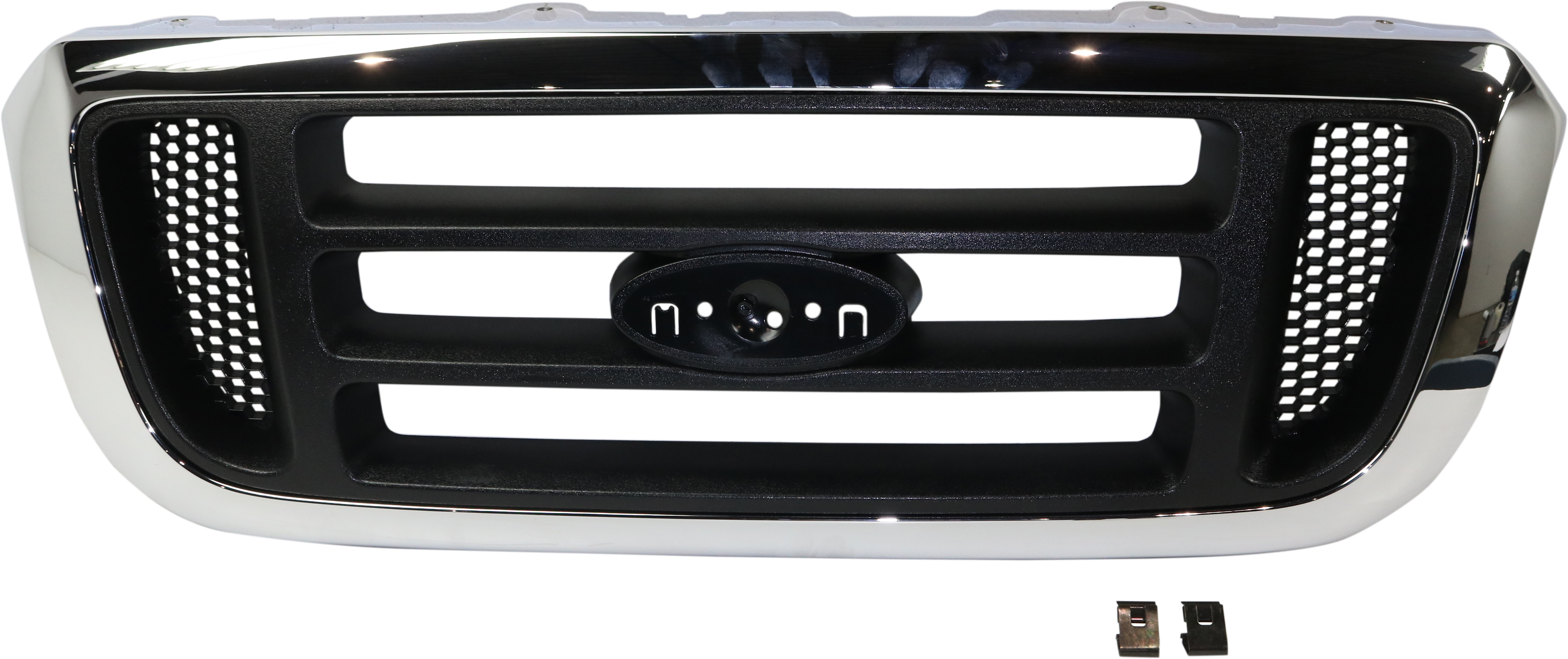 AM RANGER 04-05 GRILLE Horizontal Bar Insert Chrome Shell Painted Black Insert 2WD XL XLT Edge Tremor Models SKU F070163 Partslink FO1200455 OEM 4L5Z8200FAA