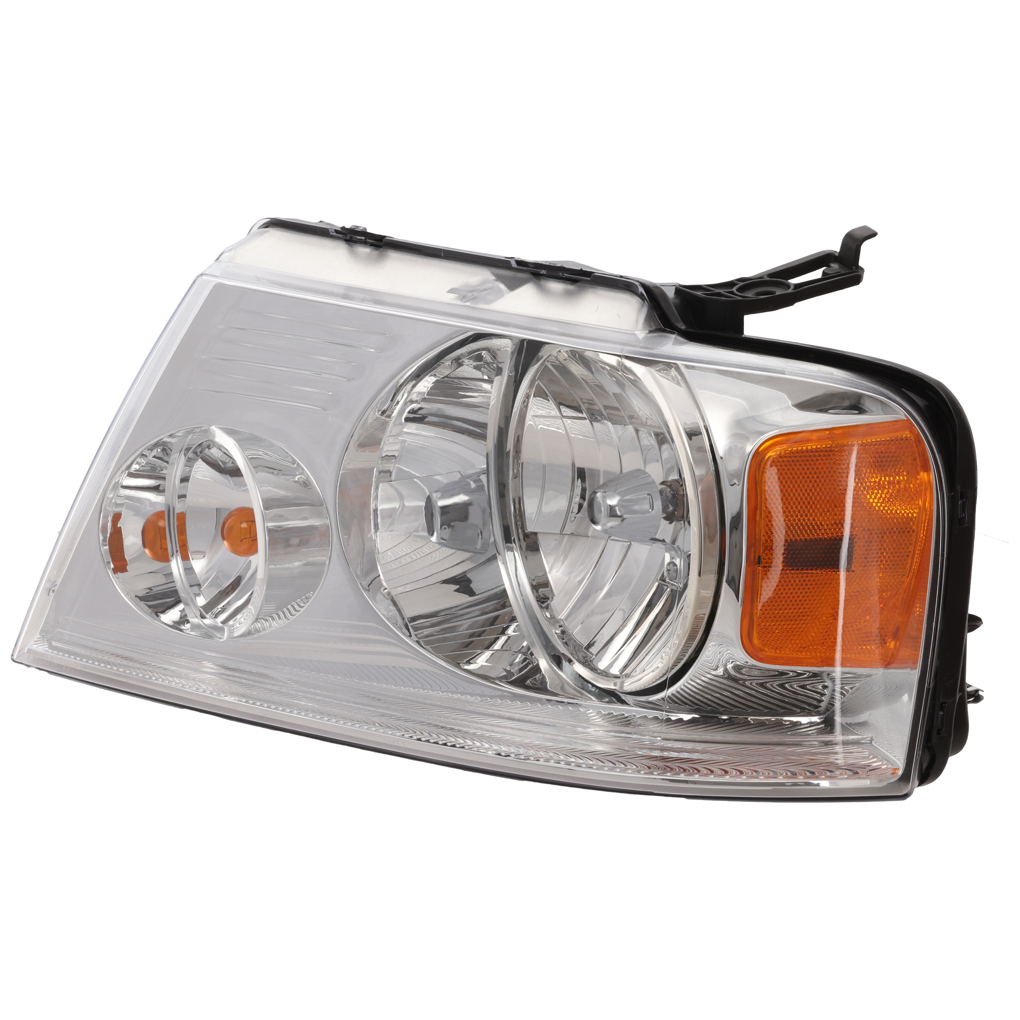 AM F 150-04-08 MARK LT 06-06 HEAD LAMP LH Assembly Halogen w Chrome Trim CAPA SKU F100112Q Partslink FO2502201C OEM 7L3Z13008GA