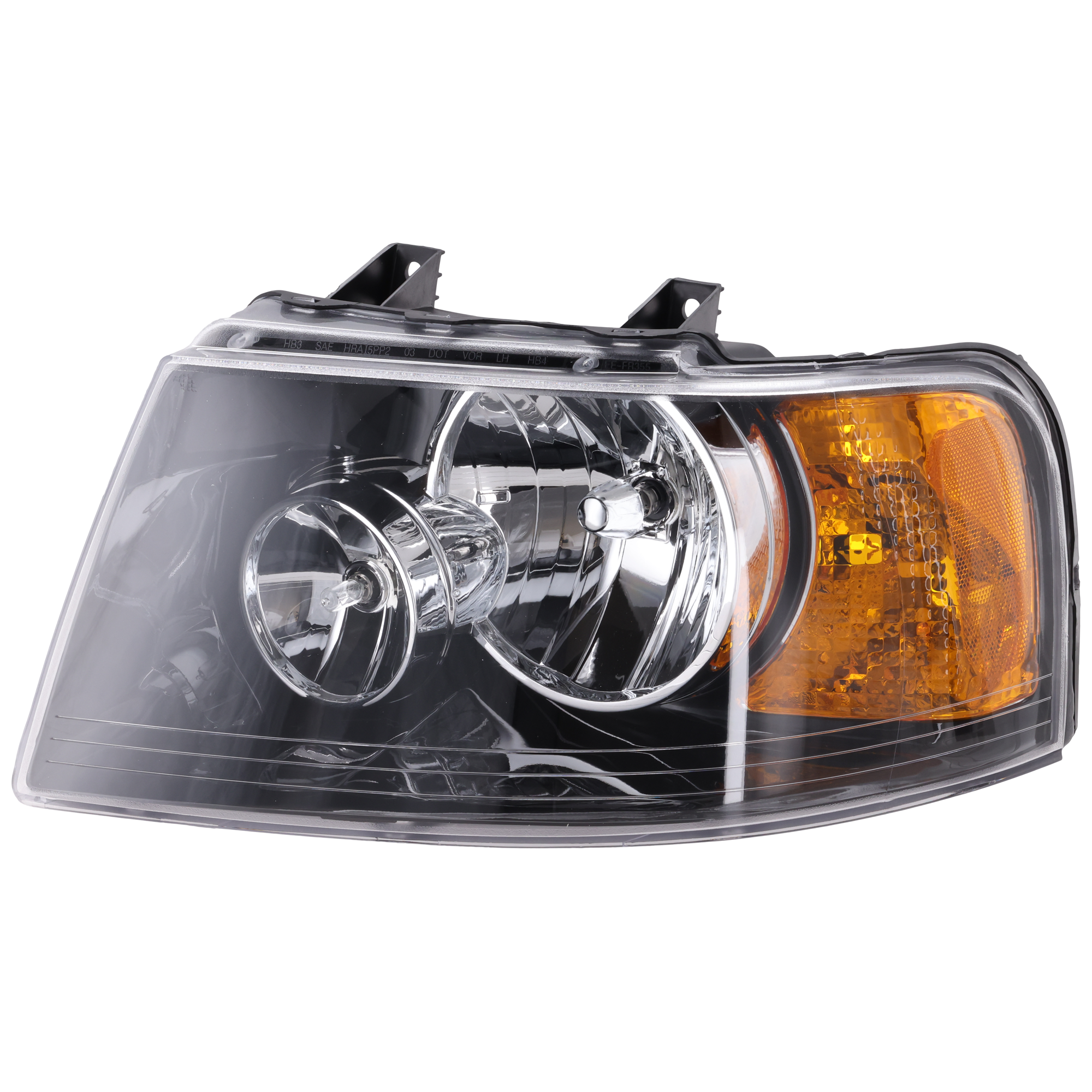 AM EXPEDITION 03-06 HEAD LAMP LH Assembly Halogen Black Interior SKU F100120 Partslink FO2502198 OEM 6L1Z13008DA
