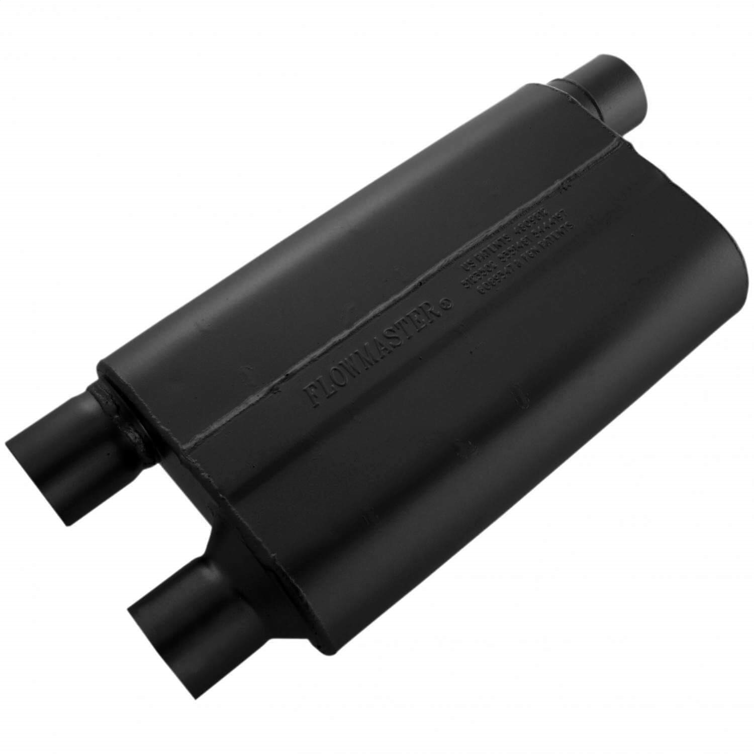 AM 80 Series Muffler 2.50 Offset In 2.50 Dual Out Aggressive Sound SKU F1342583