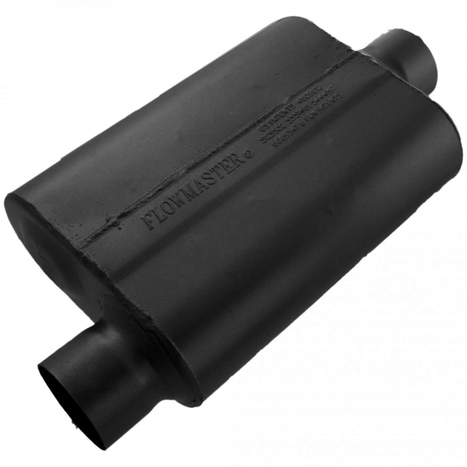 AM 40 Series Muffler 3.00 Offset In 3.00 Center Out Aggressive Sound SKU F1343041