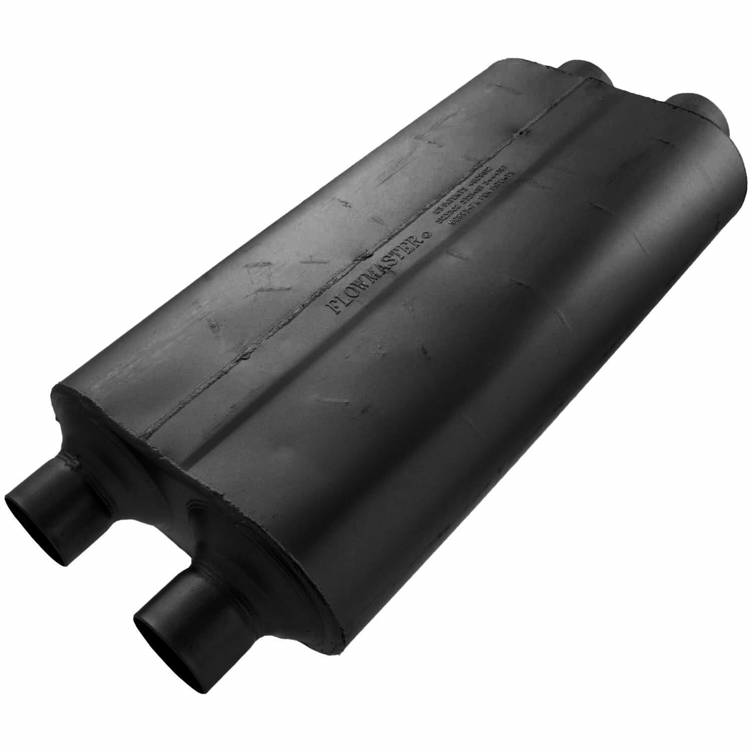 AM 50 Big Block Muffler 3.00 Dual In 2.50 Dual Out Mild Sound SKU F13530504