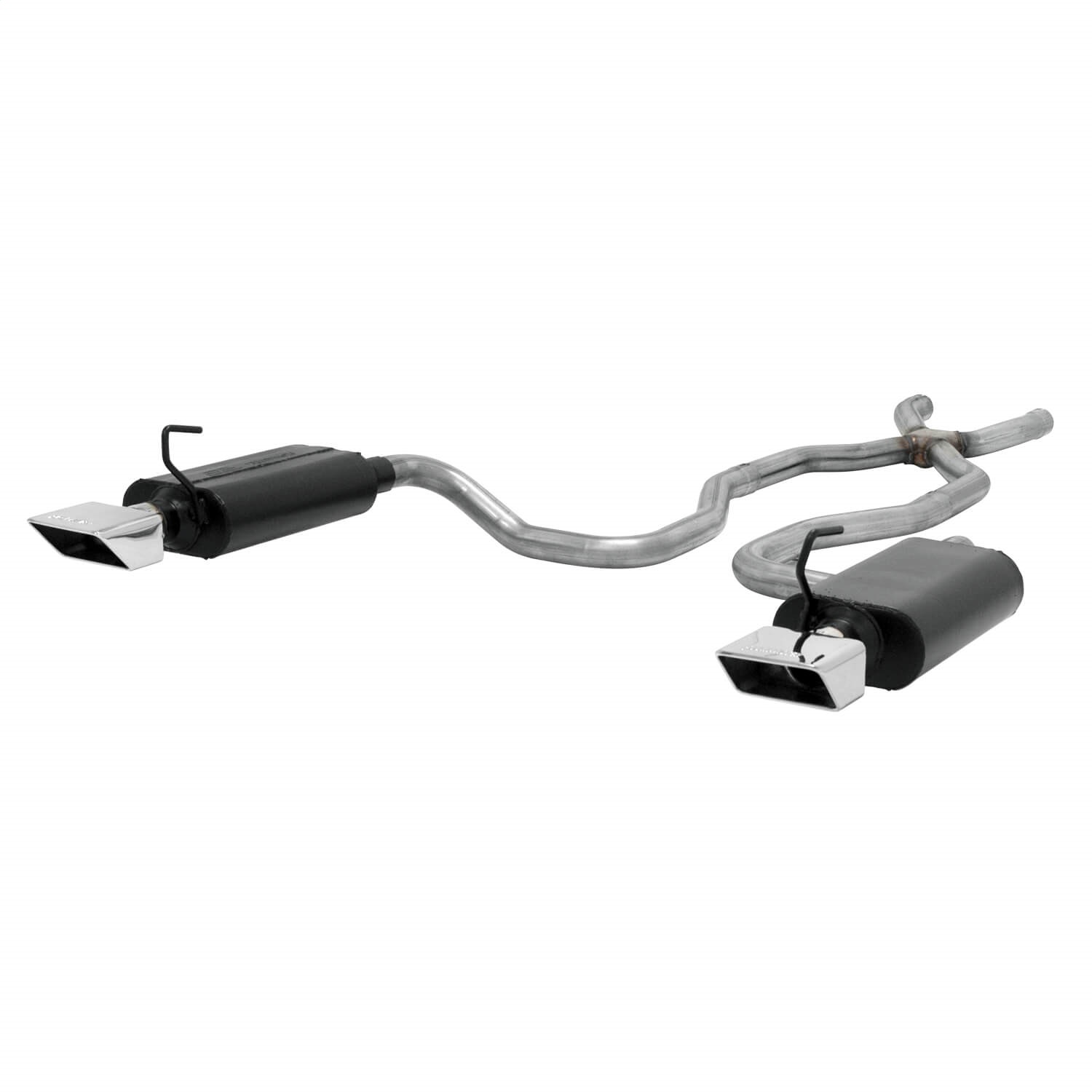 AM 1970-1973 Corvette 350 SBC X Member back 50 Series Delta Flow Mufflers 2.25-16G Tubing Rectangle Polished SS Tips DOR Force II 409SS. Can be used w manifold downpipes 81098 MT or 81095 AT SKU F13817659