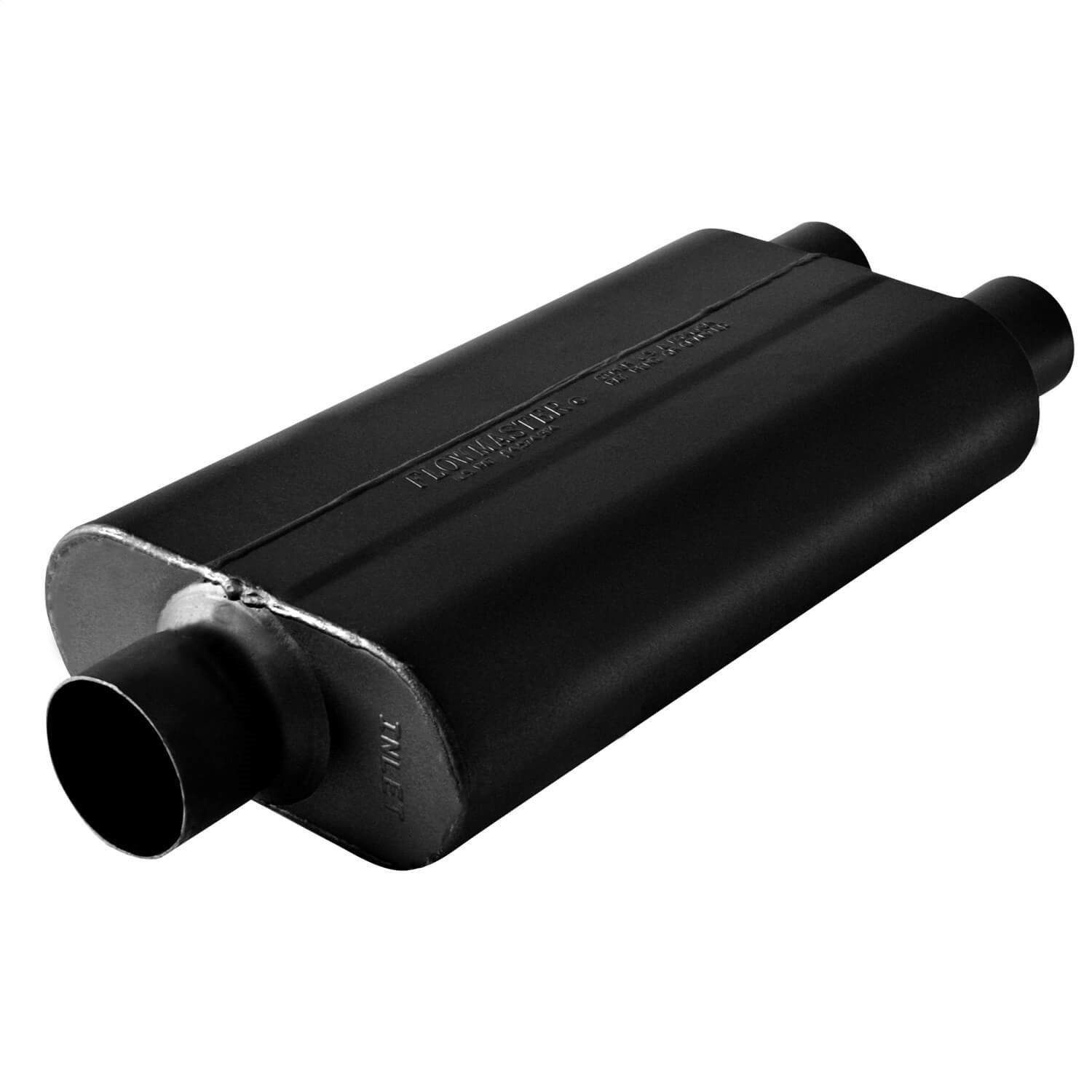 AM 50 Delta Muffler 409S 3.00 Center In 2.50 Dual Out Moderate Sound SKU F138430502
