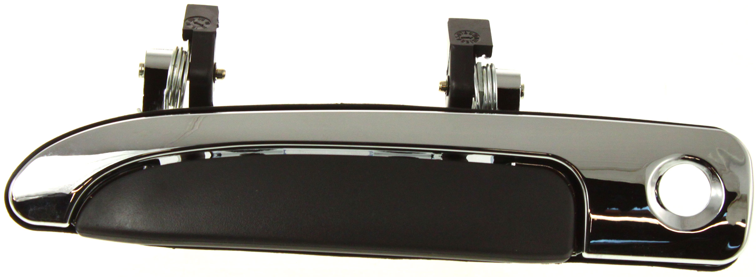 AM CROWN VICTORIA 92-11 FRONT EXTERIOR DOOR HANDLE LH Plastic Chrome w Keyhole and Textured Black Lever SKU F462116 Partslink FO1310111 OEM 6W7Z5422405A