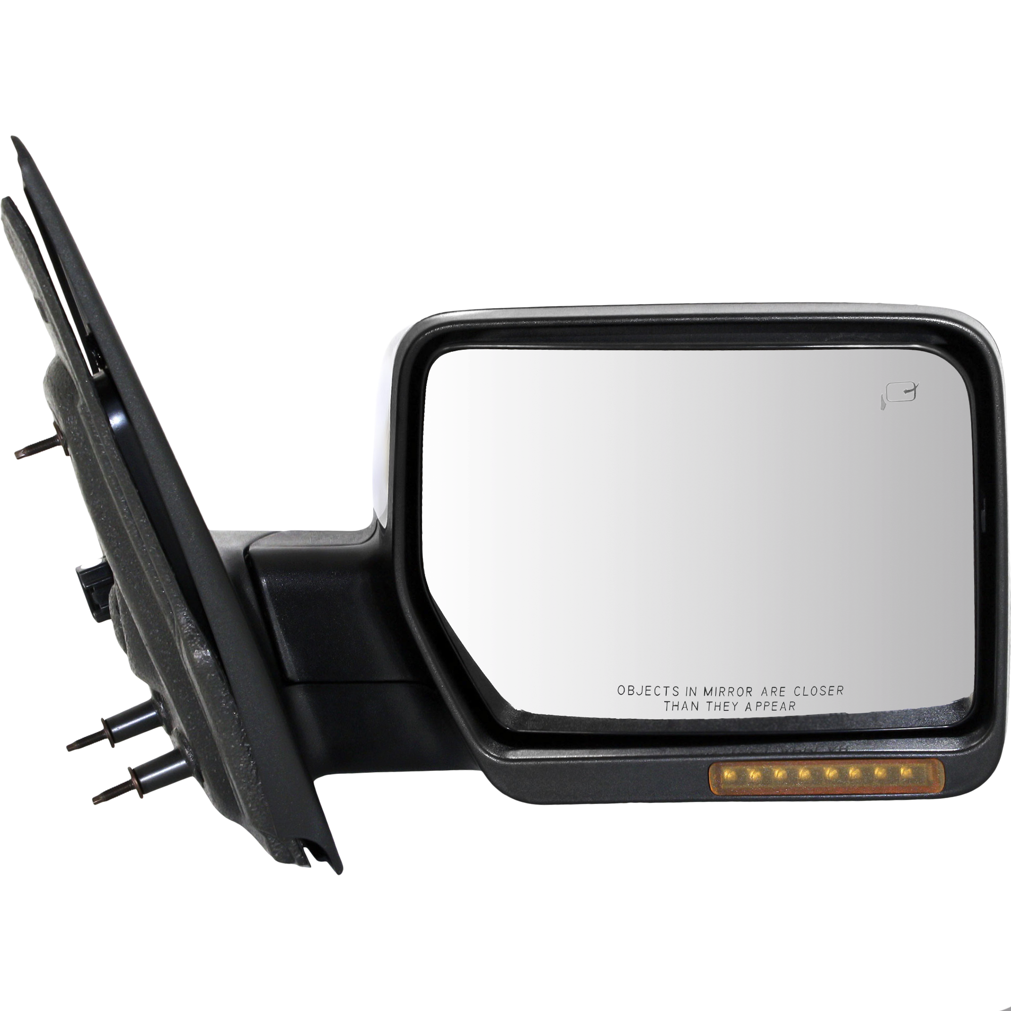 AM F 150-07-08 MIRROR RH Non Towing Power Power Folding Heated Chrome w In housing Signal Light and Memory No Auto dimming and BSD SKU FD150ER S Partslink FO1321372 OEM 8L3Z17682AA