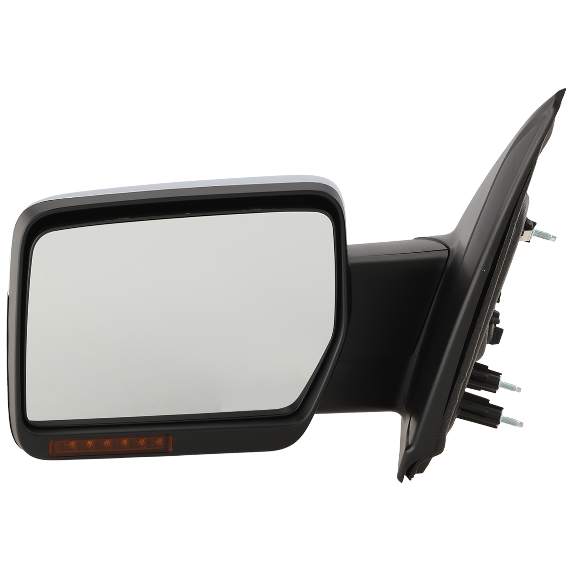 AM F 150-09-10 MIRROR LH Non Towing Power Manual Folding Heated Chrome w In housing Signal Light and Memory No Auto dimming and BSD SKU FD204CL S Partslink FO1320355 OEM 9L3Z17683GA