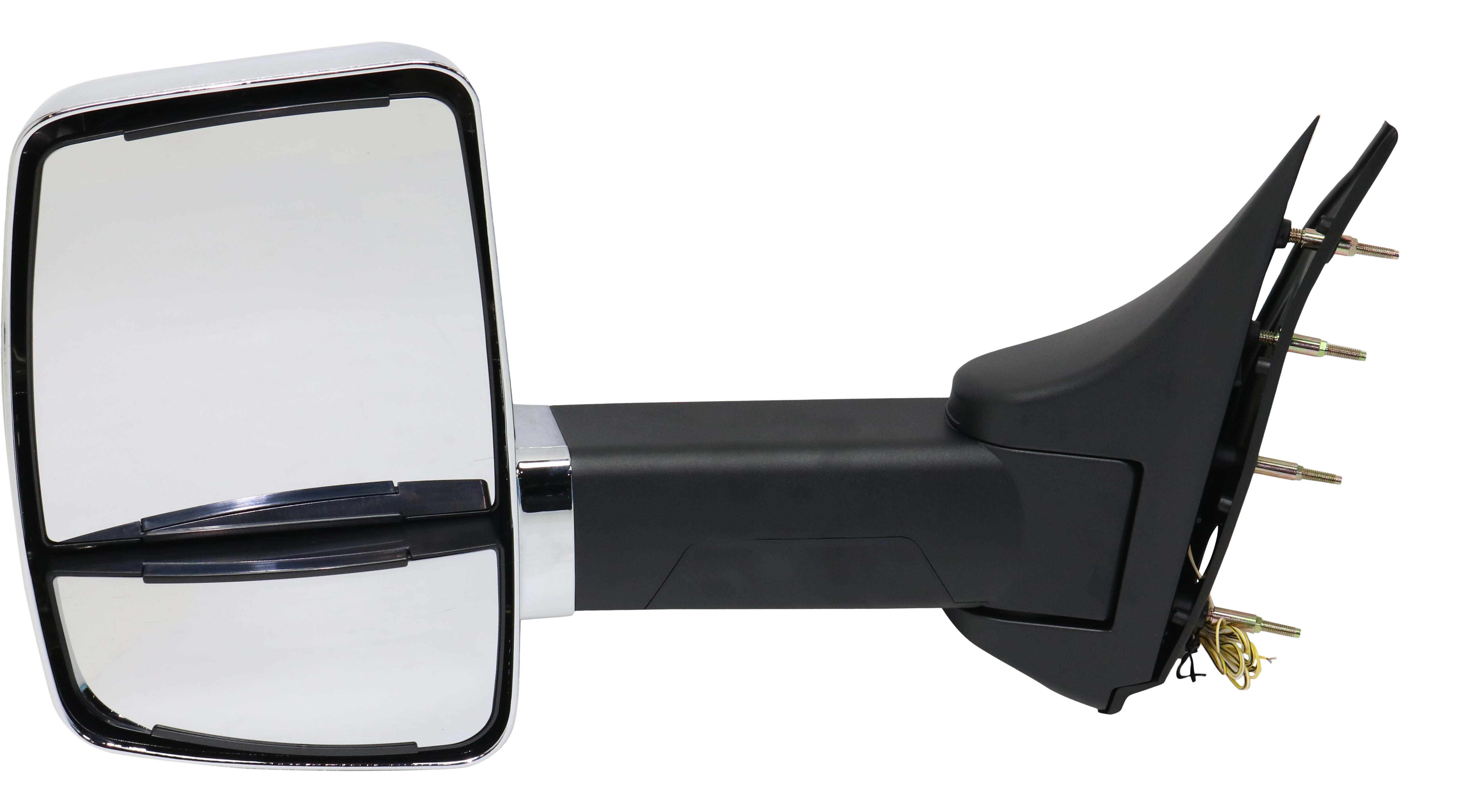 AM ECONOLINE VAN 92-14 TOWING MIRROR LH Manual Adjust Manual Folding Non Heated Chrome No Auto dimming BSD In housing Signal Light and Memory 4 Bolt Mount SKU FD355CL S OEM 7C2Z17683DA PFM