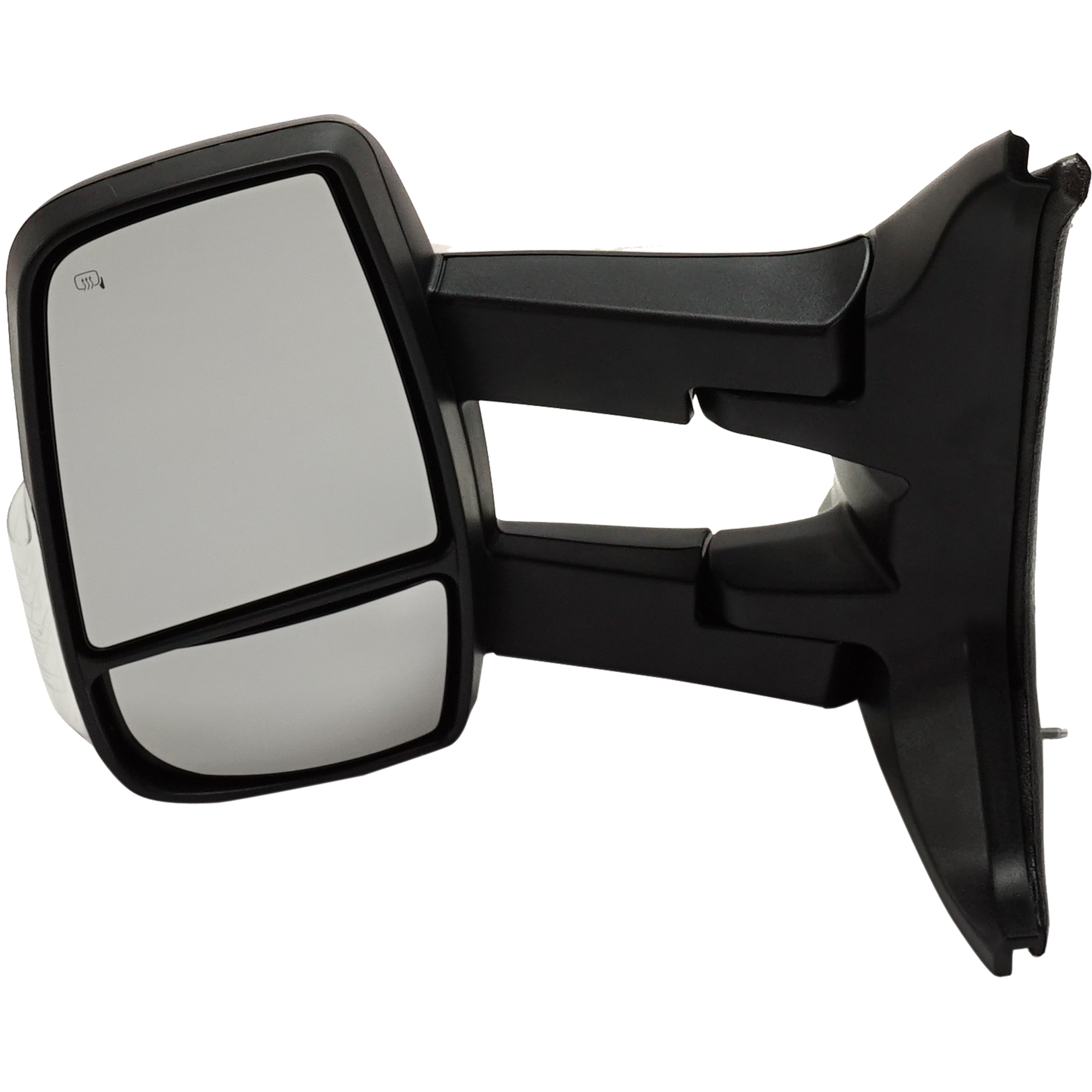 AM TRANSIT VAN 15-17 TOWING MIRROR LH Power Manual Folding Heated Textured w Long Arm and Signal Light w Medium High Roof SKU FD394EL S Partslink FO1320630 OEM CK4Z17683FB CK4Z17683FA