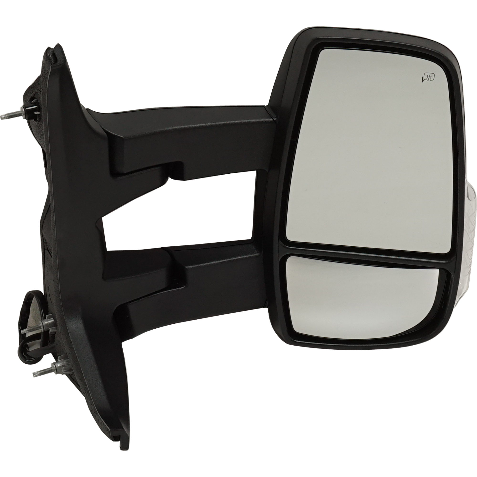 AM TRANSIT VAN 15-17 TOWING MIRROR RH Power Manual Folding Heated Textured w Long Arm and Signal Light w Medium High Roof SKU FD394ER S Partslink FO1321630 OEM CK4Z17682FB CK4Z17682FA
