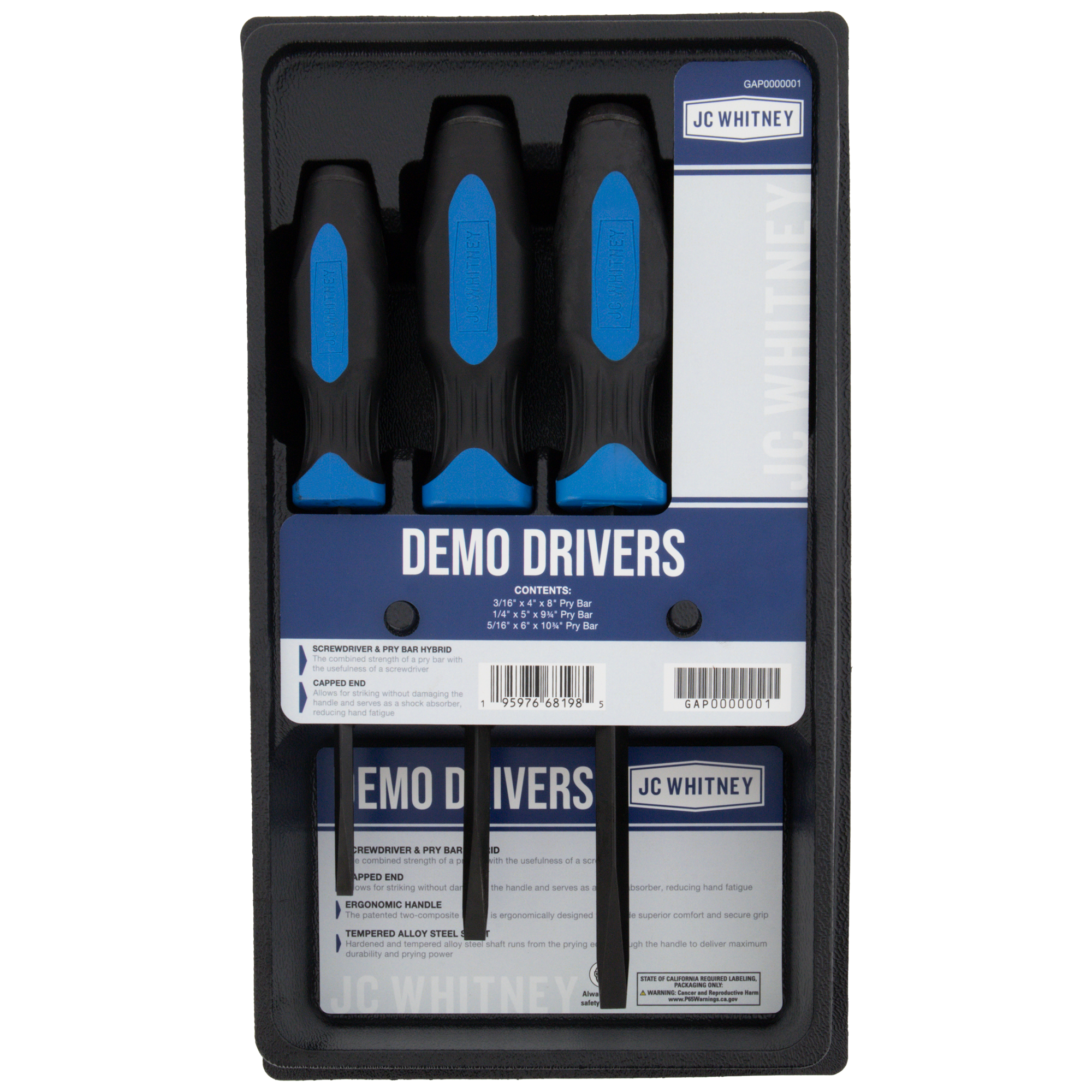 AM SCREWDRIVER Pry Bar Hybrid Style Set of 3-8 in. 10 in. and 11 in. Length SKU GAP0000001 OEM Tools
