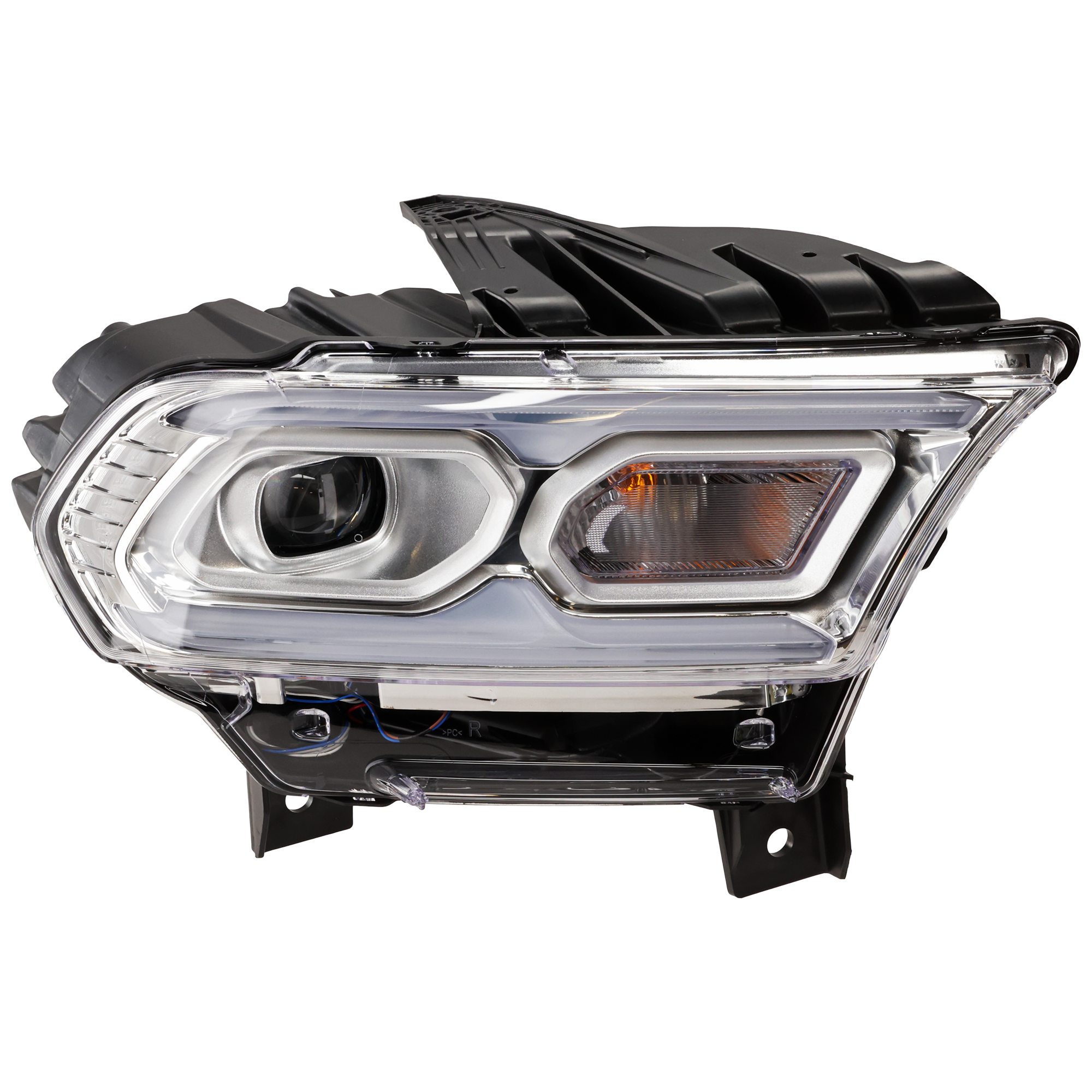 AM DURANGO 21-24 HEAD LAMP RH Assembly LED Chrome Interior w Daytime Running Light Standard Type CAPA SKU GD10010113AQ Partslink CH2503343C OEM 68433776AF