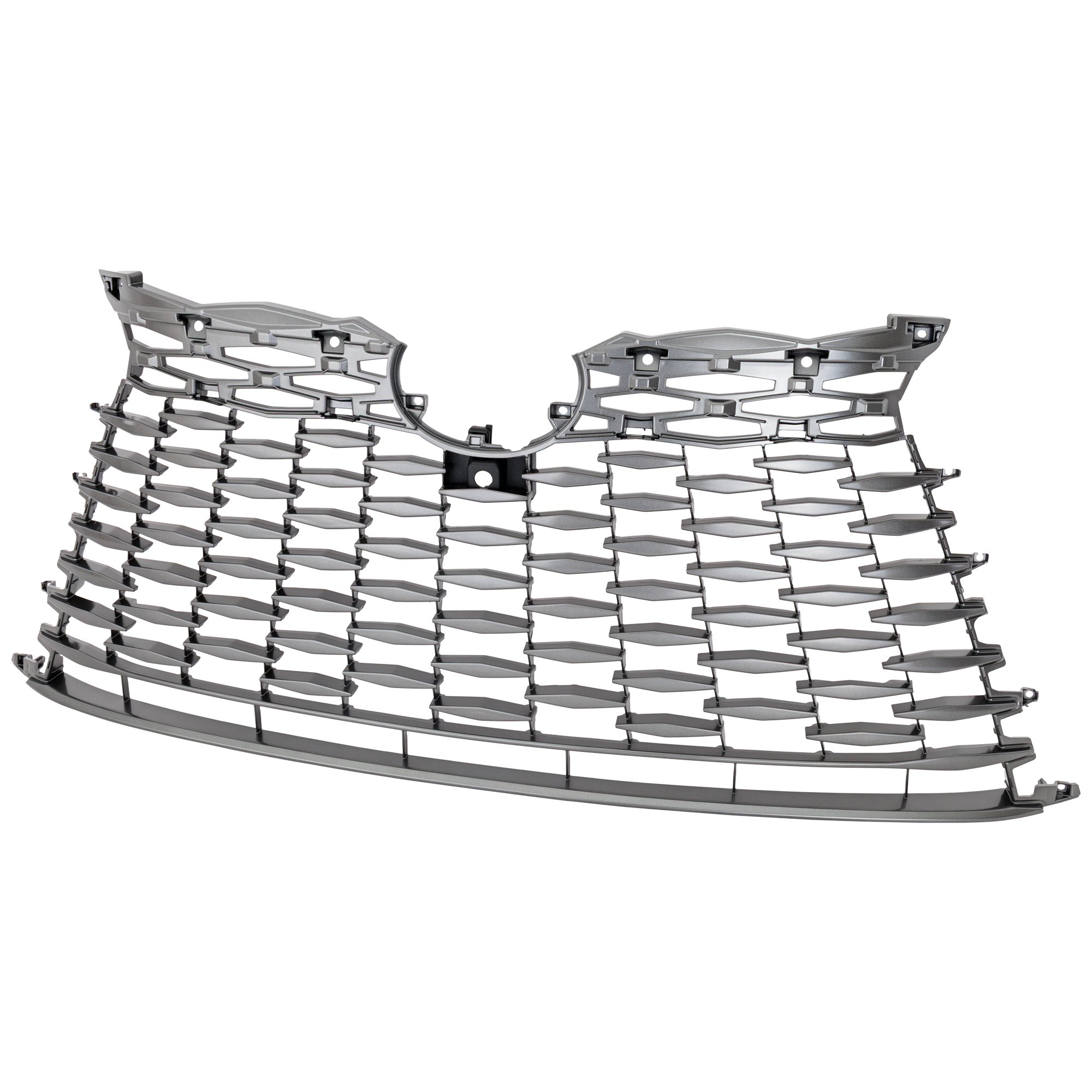 AM RX350 RX350H 23-25 GRILLE Painted Silver Gray RX350 w o F Sport Package North America Built Vehicle w Parking Aid Sensor Holes and Front View Camera Holes SKU GL07010101 Partslink LX1200224 OEM 531010E571
