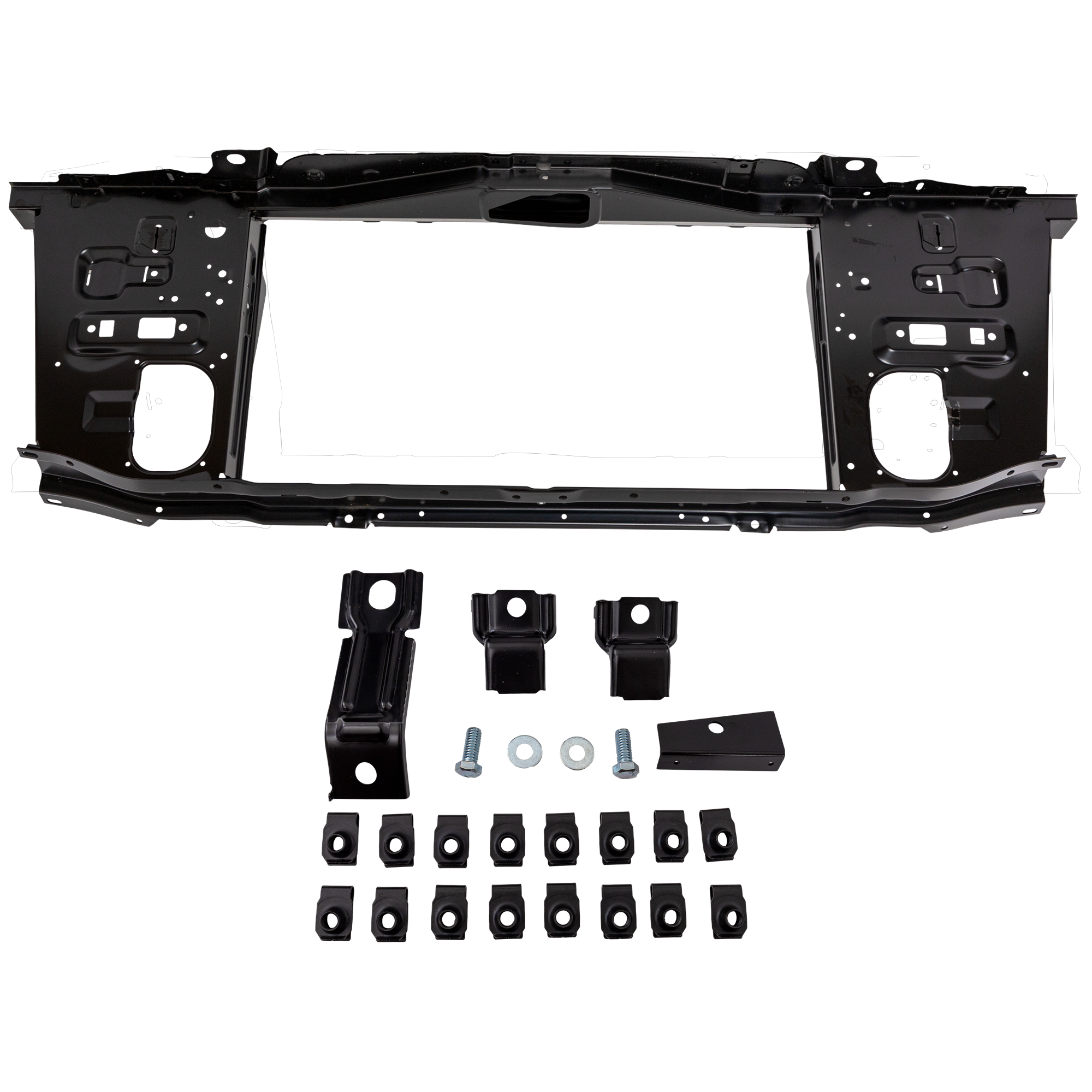 AM FIREBIRD 73-76 RADIATOR SUPPORT Assembly w Bracket Kit SKU GP25010005 OEM 525729