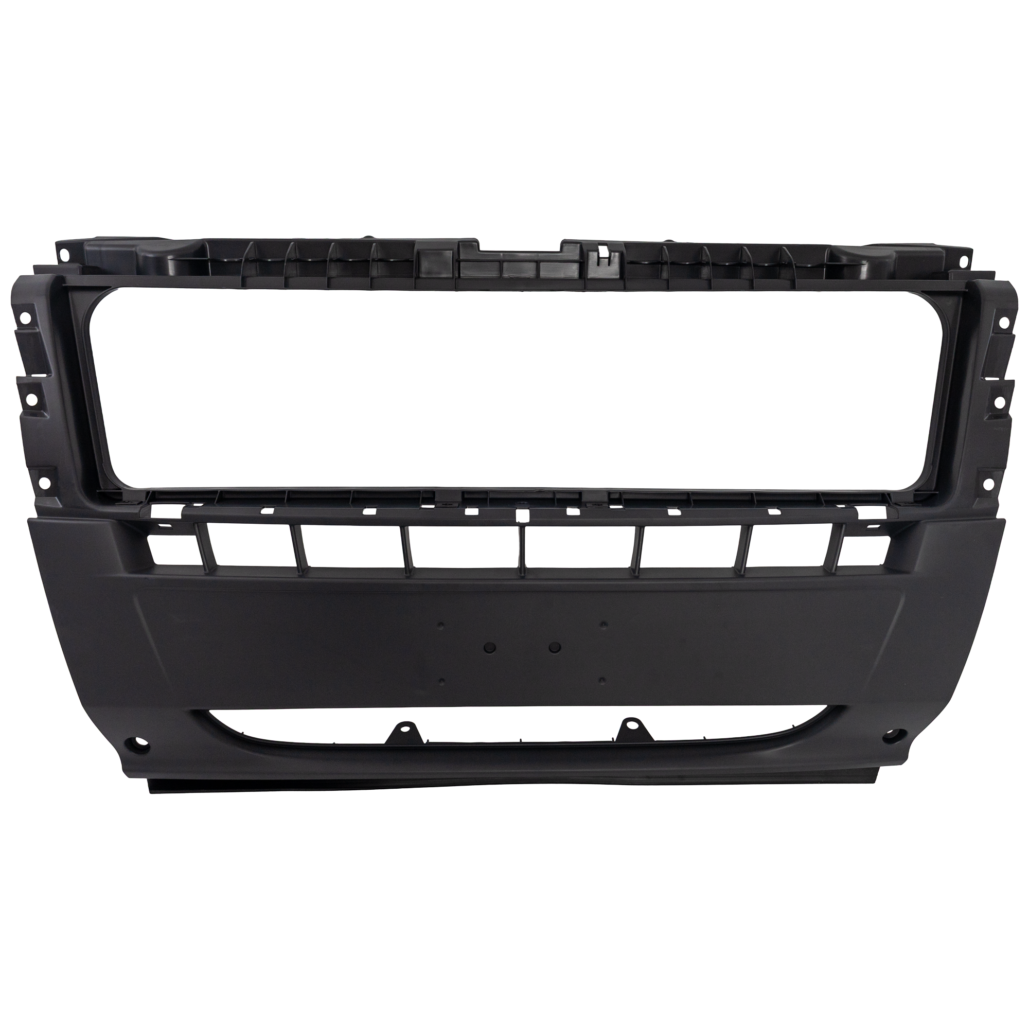 AM PROMASTER VAN 14-18 FRONT BUMPER COVER Center Textured Gray w o Parking Aid Sensor Holes and Collision Warning CAPA SKU GR01030012Q Partslink CH1000A51C OEM 1ZT90LAHAB