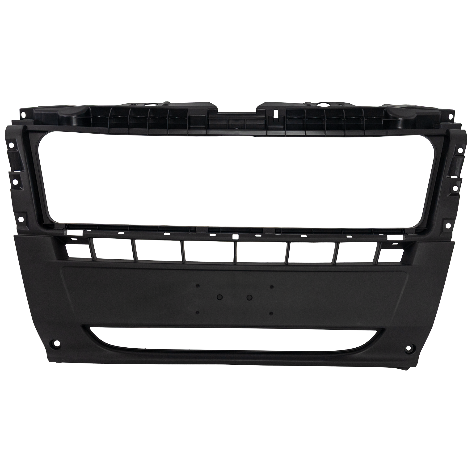 AM PROMASTER VAN 14-18 FRONT BUMPER COVER Center Textured Black w o Parking Aid Sensor Holes and Collision Warning CAPA SKU GR01030013Q Partslink CH1000A52C OEM 1ZT90JXWAB