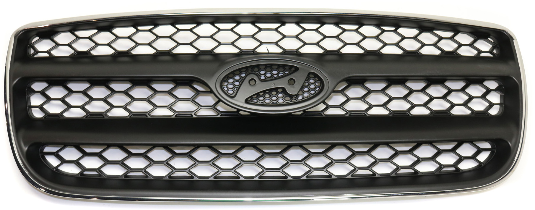 AM SANTA FE 07-09 GRILLE Chrome Shell Painted Silver Black Insert Exc. Limited Model CAPA SKU H070179Q Partslink HY1200146C OEM 865602B010