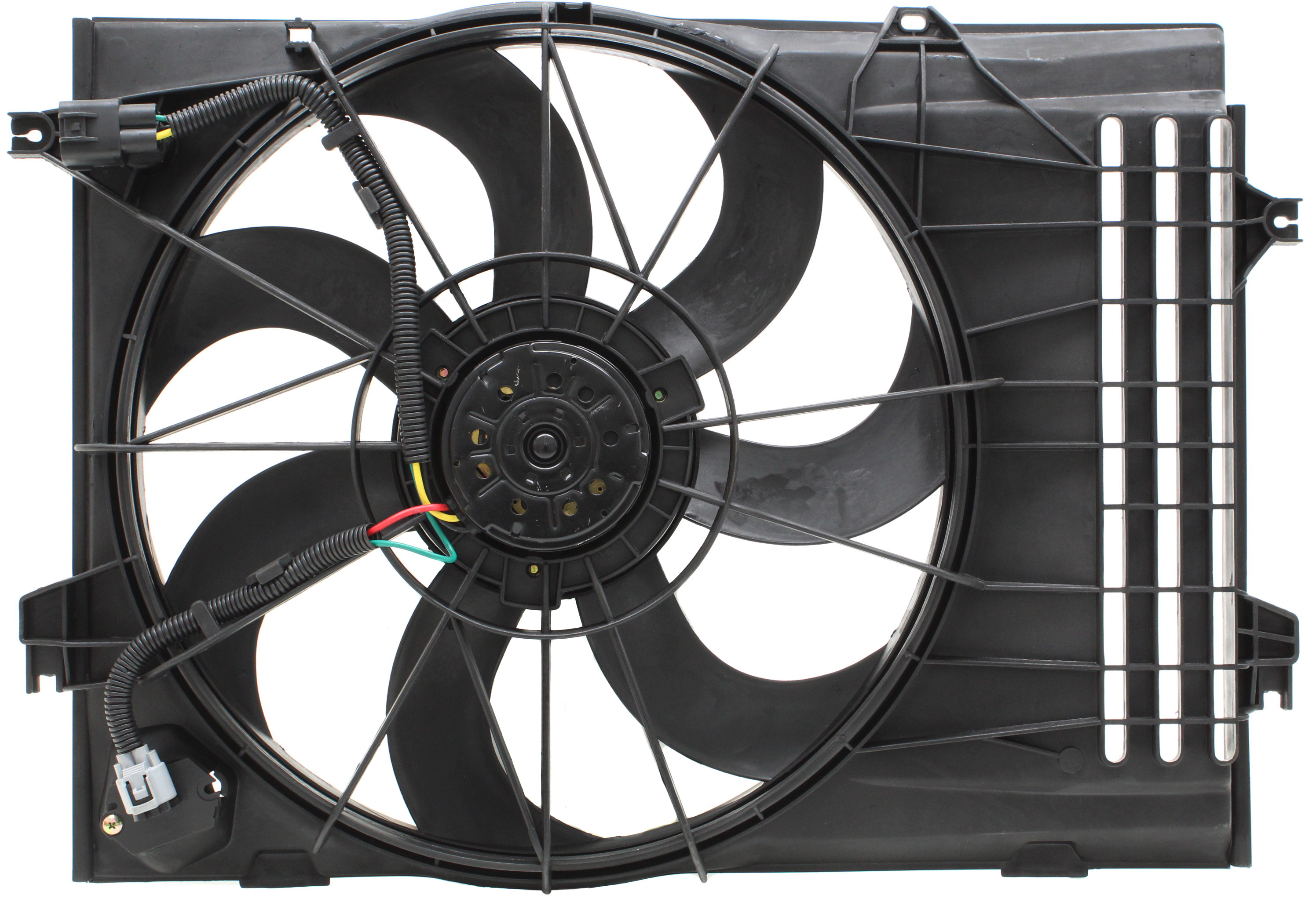 AM TUCSON 05-09 RADIATOR FAN ASSEMBLY 2.7L Includes resistor SKU H160935 Partslink KI3115116 OEM 253801F380-253801F381