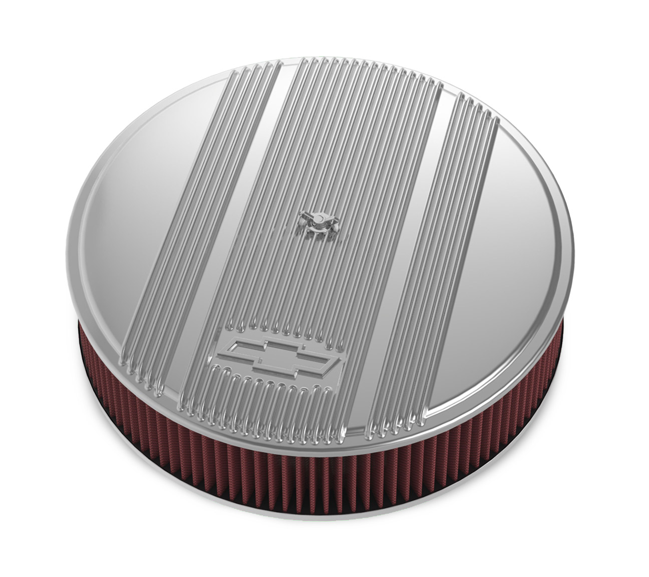 AM 14 x 3 Air Cleaner Kit Holley GM Finned Bowtie Polished Finish w premium filter SKU H19120174