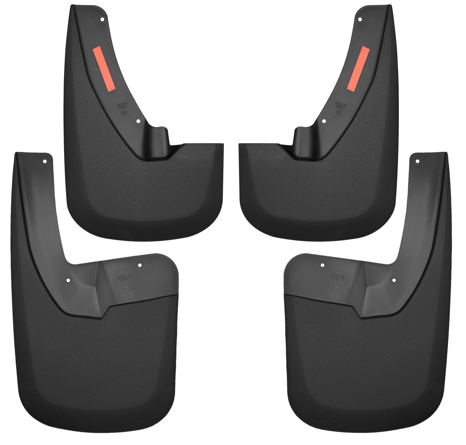 AM Black Front and Rear Mud Guard Set 2009-2017 Dodge Ram 1500 Vehicle Has OE Fender Flares SKU H2158186