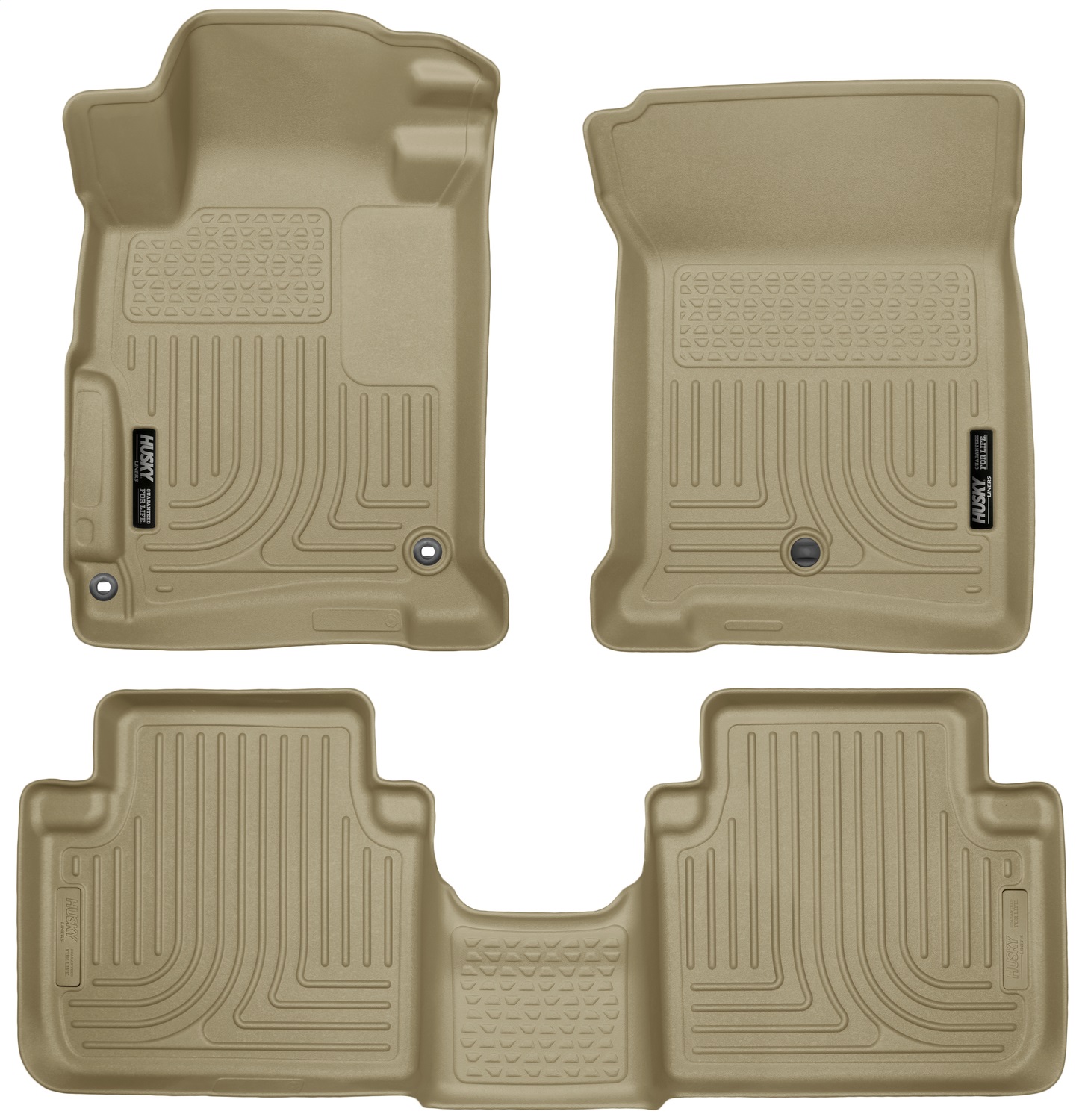 AM Floor Liner Front 2nd Seat Floor Liners Tan Front And Second Rows Qty Sold : 3 Weatherbeater Series TPO Thermoplastic Olefin SKU H2198483