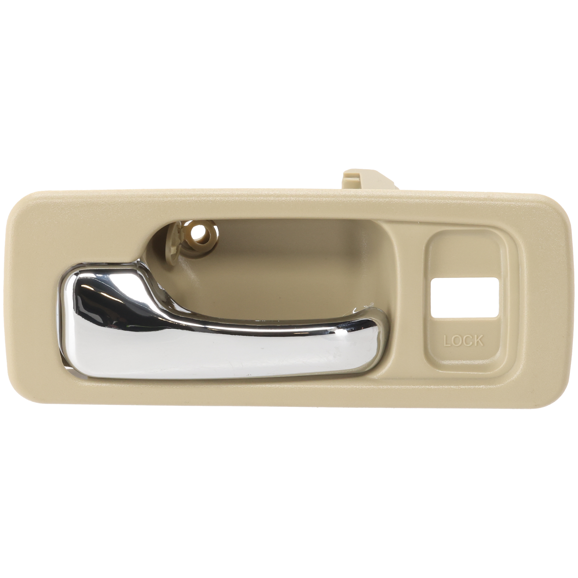 AM ACCORD 90-93 FRONT INTERIOR DOOR HANDLE LH Chrome Lever+Beige Housing w Lock Hole Sedan SKU H462112 Partslink HO1352135 OEM 72165SM4003ZE