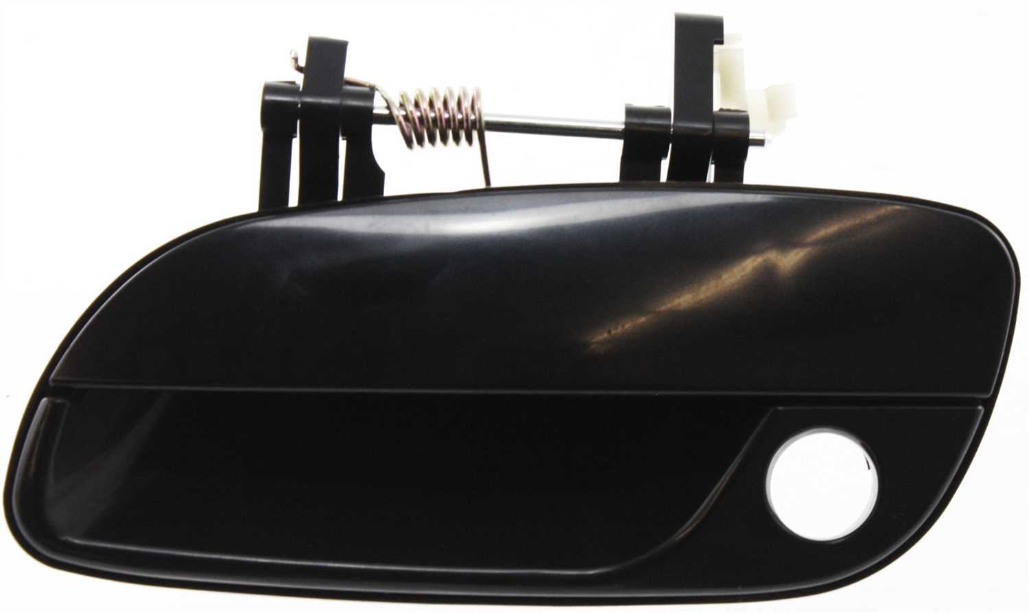 AM ELANTRA 01-06 EXTERIOR FRONT DOOR HANDLE LH Smooth Black w Keyhole Plastic SKU H462168 Partslink HY1310105 OEM 826502D000