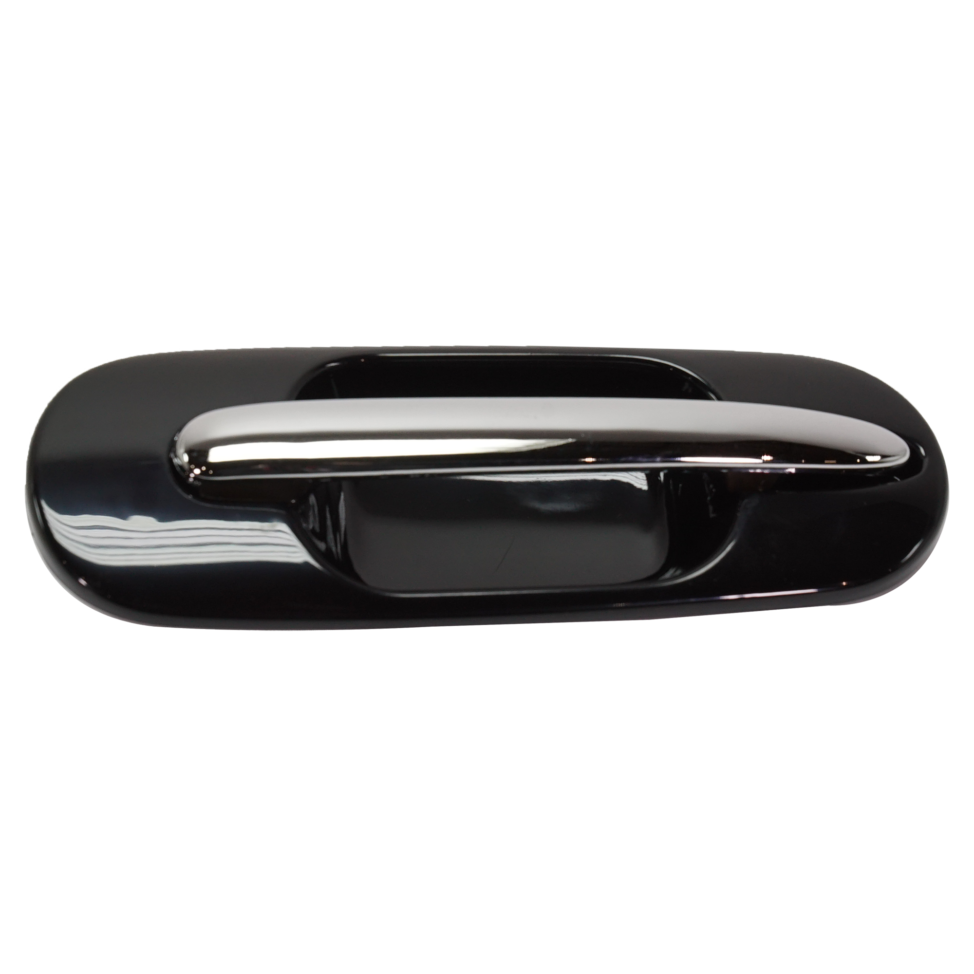 AM CR V 97-01 EXTERIOR REAR DOOR HANDLE RH Chrome Lever+Smooth Black Bezel SKU H491313 Partslink HO1521112 OEM 72640ST0J02ZS