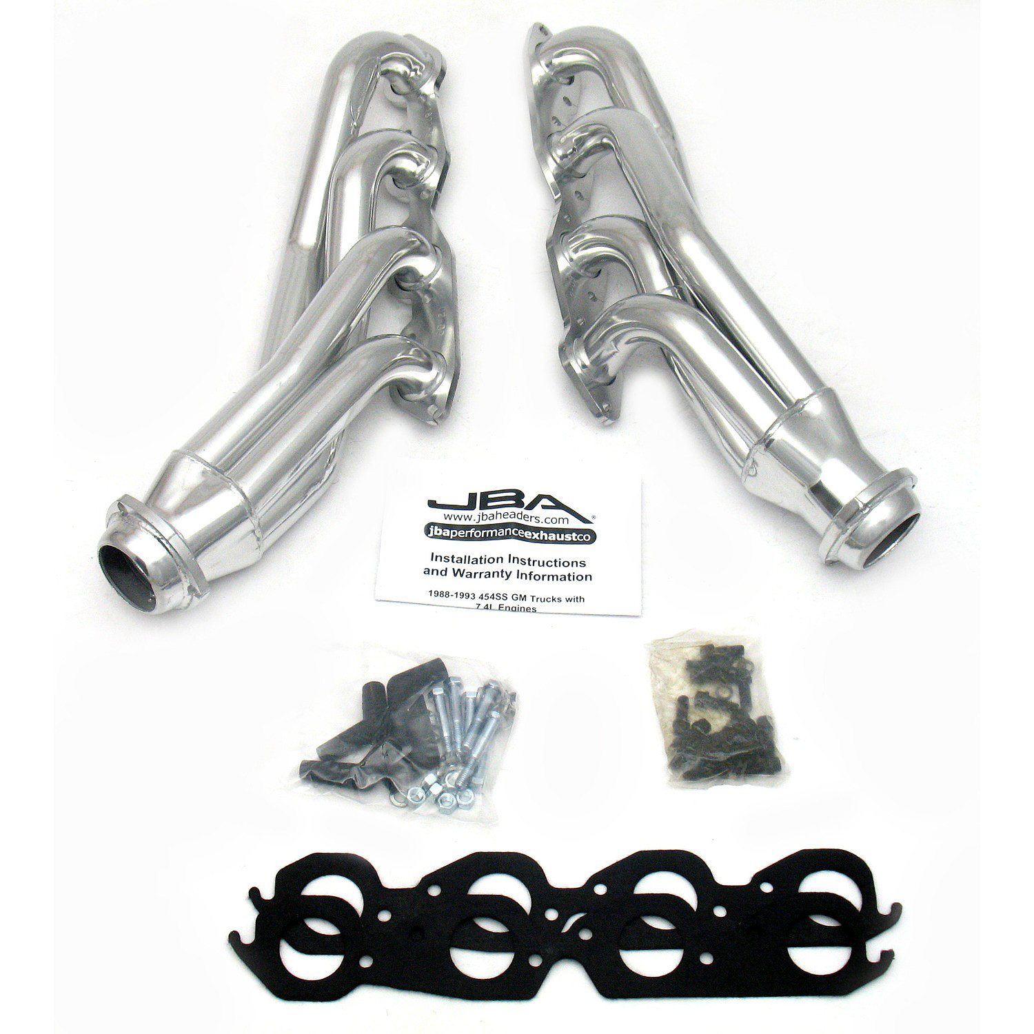 AM JBA Performance Exhaust 1822S 3JS 1-3-4 Header Shorty Stainless Steel 88-93 GM 454 SS Truck 2 Wheel Drive Silver Ceramic|CA Legal SKU J211822S3JS