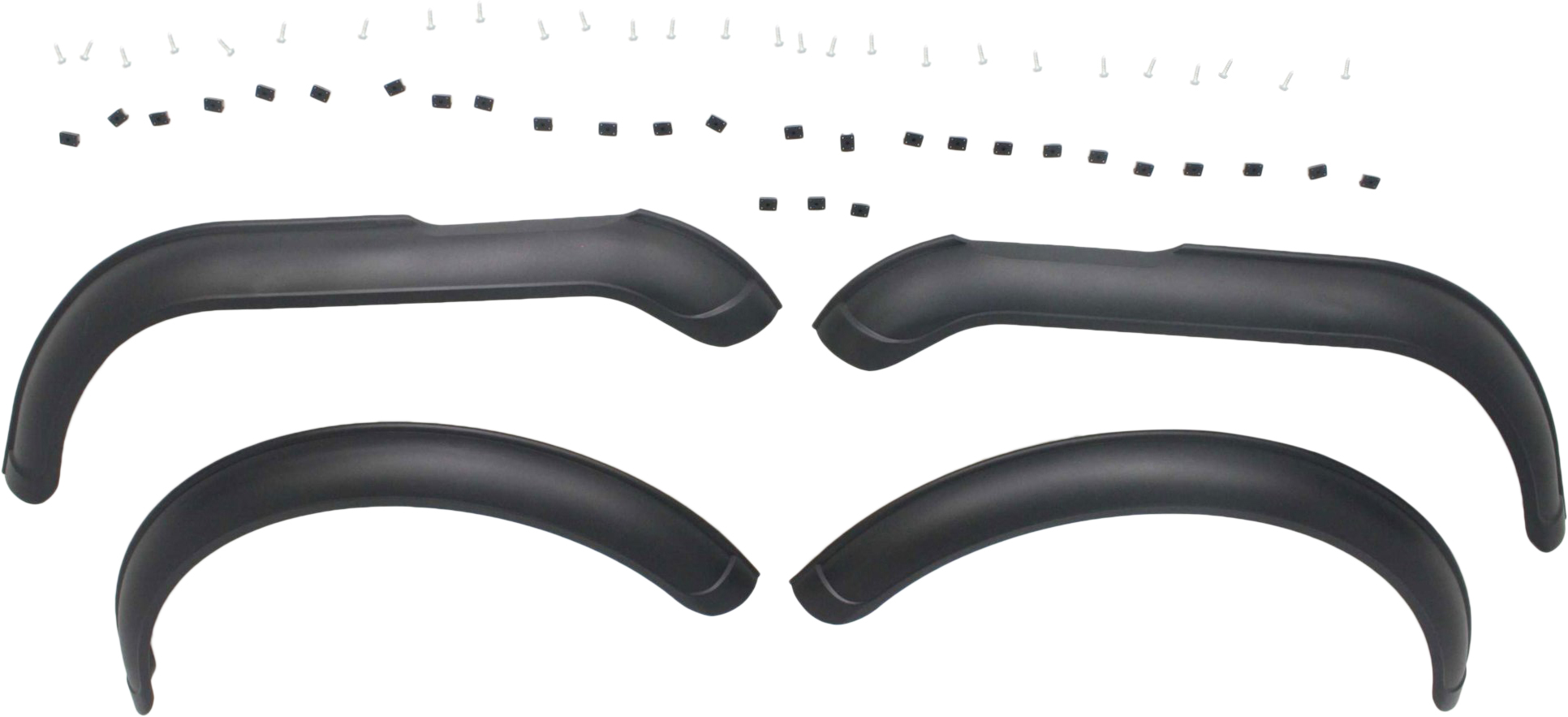 AM CJ SERIES 59-86 FRONT AND REAR WHEEL OPENING MOLDING RH AND LH OE Style Textured Black w Hardware Set of 4 SKU J224105