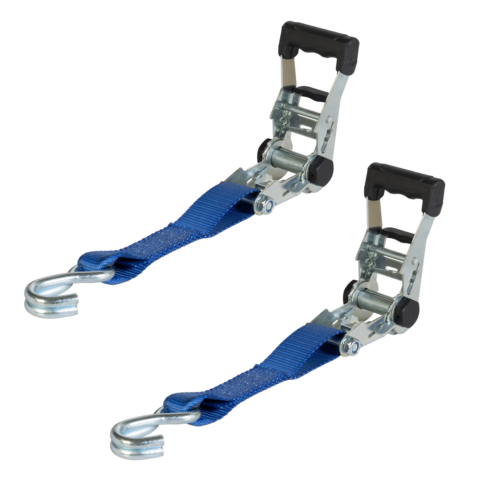 AM RATCHET TIE DOWN STRAPS w Double S Hooks 1.49 in. x 13.77 ft. 1667 Lbs. Safe Work Load 5000 Lbs. Break Strength Set of 2 SKU J99250002 OEM Accessories