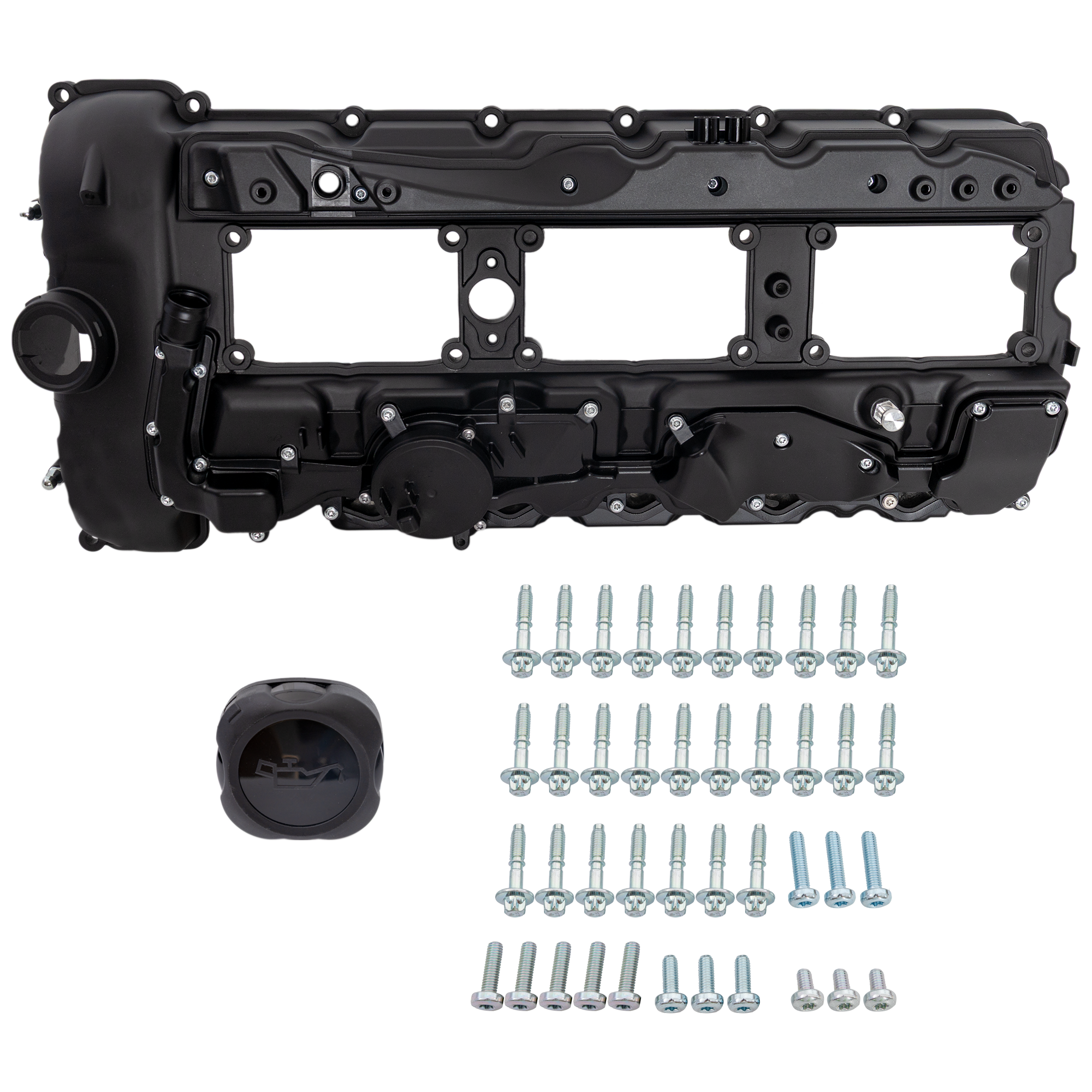 AM X3 X5-11-19 VALVE COVER Aluminum Black w Bolts and Gasket SKU JB32040019 OEM 11127570292 PFM