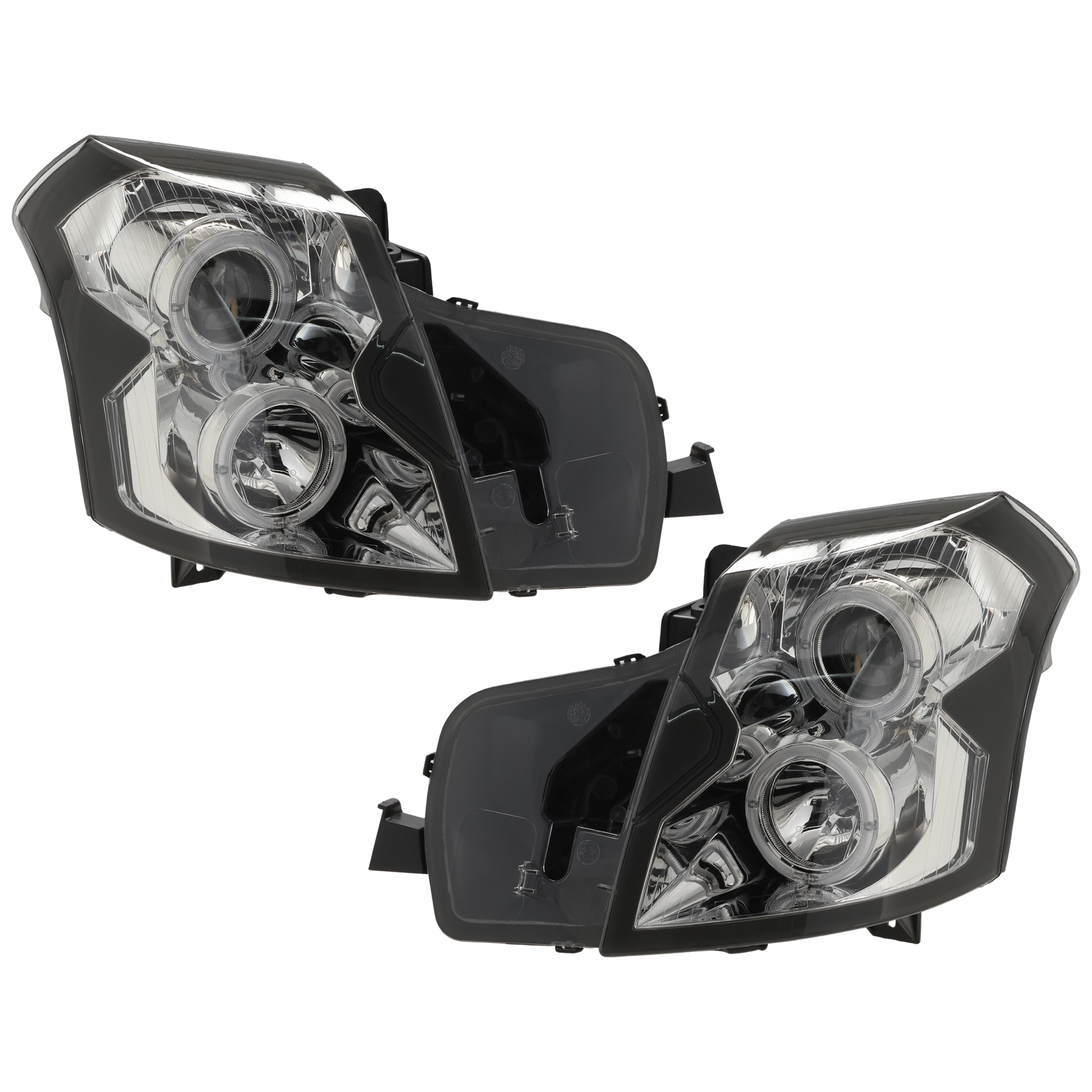 AM CTS 03-07 HEAD LAMP RH AND LH Assembly Incandescent w o Headlight Leveling w Halo SKU JC10010091A OEM 15826014 PFM 15826015 PFM