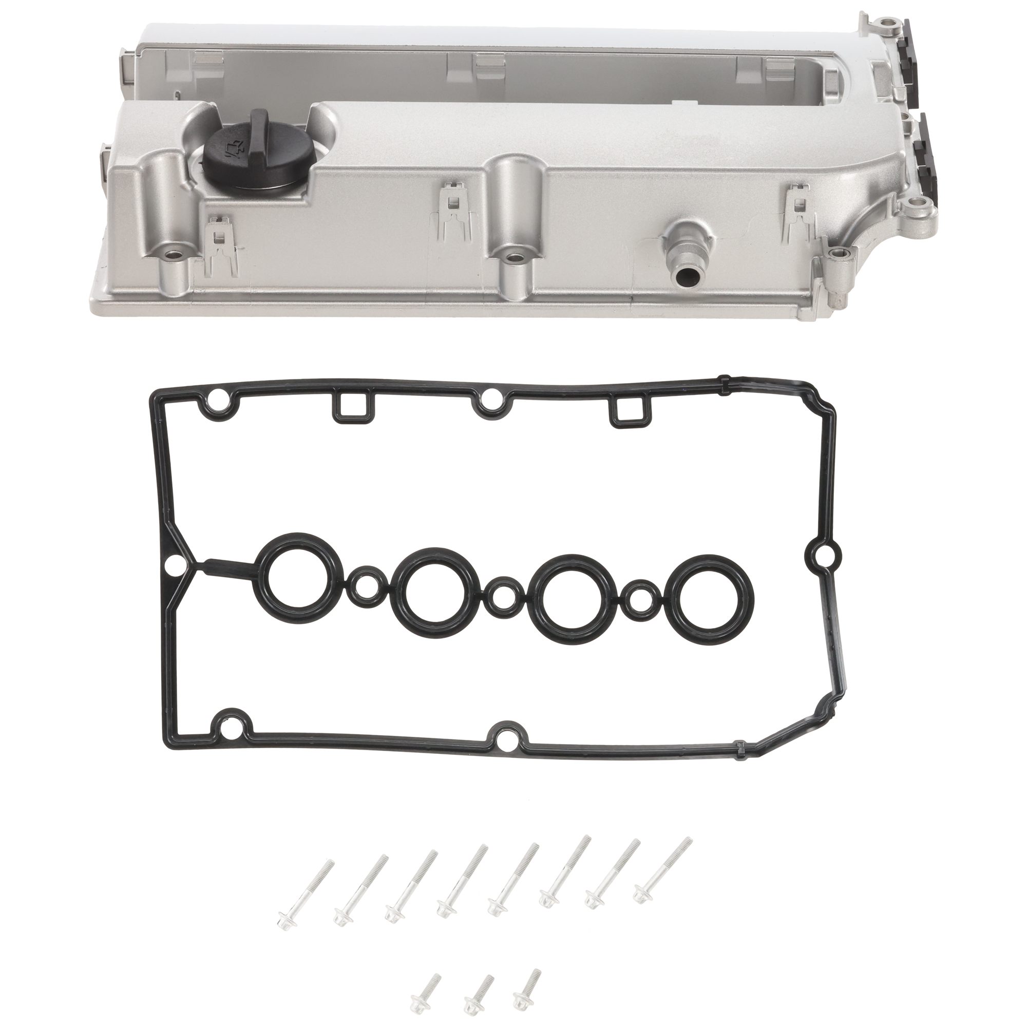 AM AVEO 07-11 CRUZE 11-15 SONIC 12-16 VALVE COVER Aluminum Silver w Bolts and Gasket SKU JC32040019 OEM 55564395 PFM