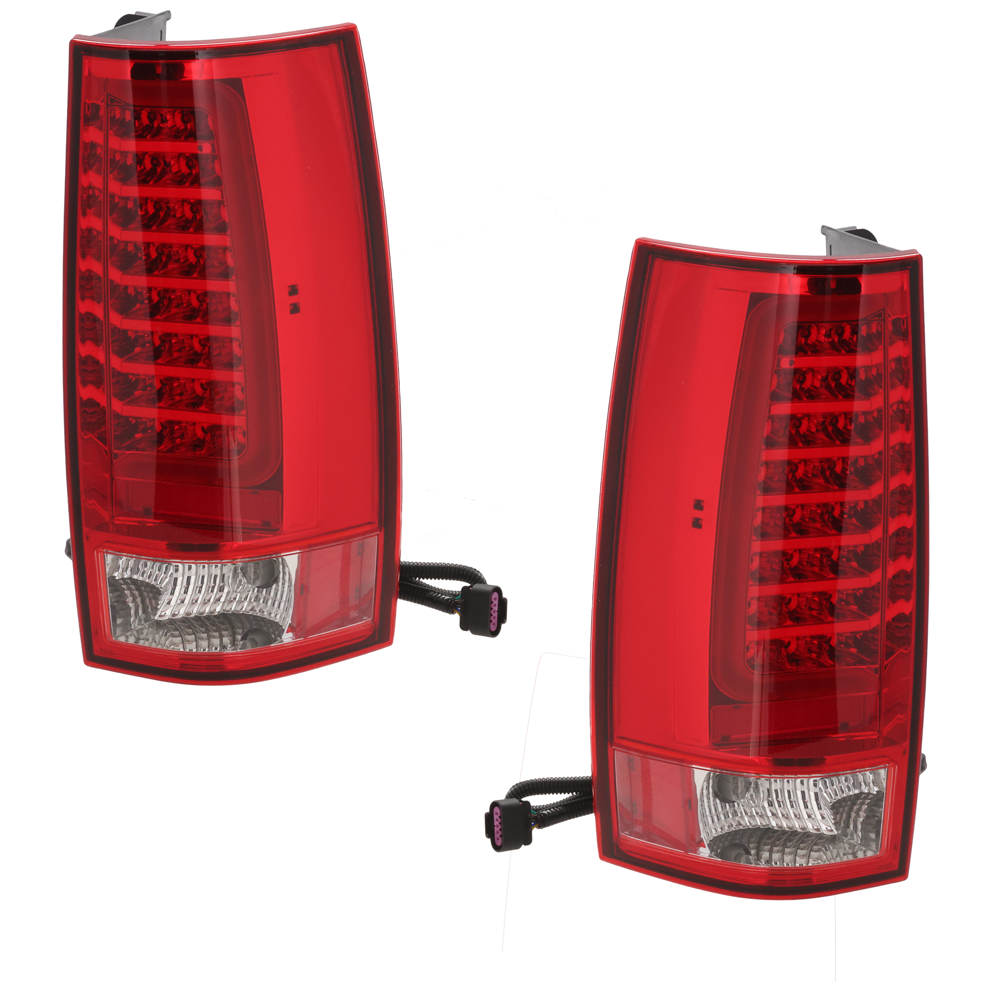 AM SUBURBAN TAHOE YUKON 07-14 TAIL LAMP RH AND LH Assembly LED Red Clear Lens Chrome Interior w C Light Bar Exc. Denali Hybrid Models SKU JC73010121A OEM 22837924 PFM 25975976 PFM