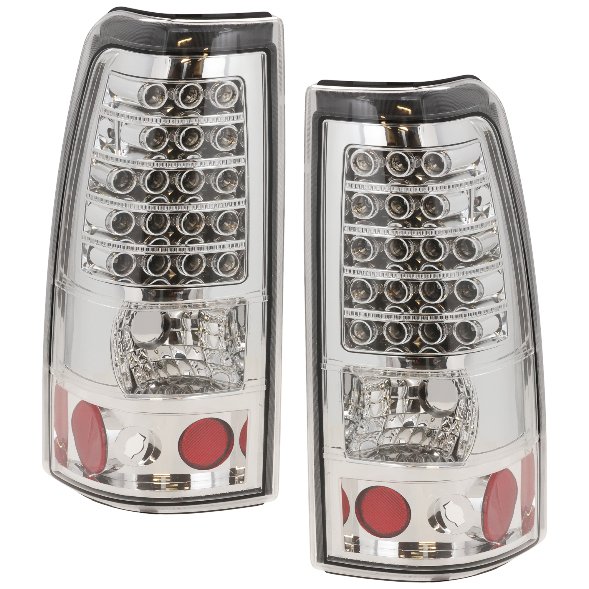 AM SILVERADO 03-07 TAIL LAMP RH AND LH Assembly LED Clear Lens Chrome Interior Fleetside Includes 2007 Classic SKU JC73010127A OEM 19169003 PFM 19169002 PFM