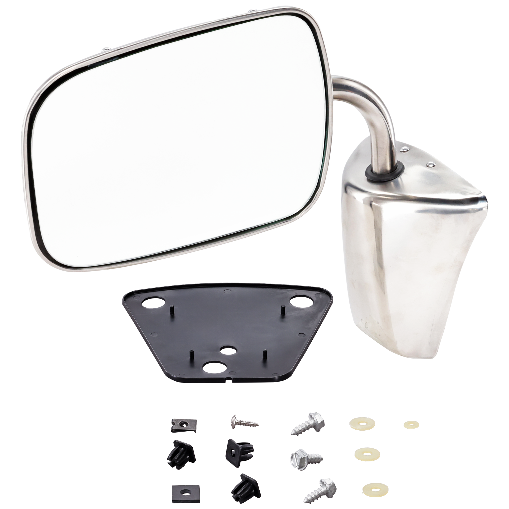 AM C K FULL SIZE P U 73-87 SUBURBAN 73-91 MIRROR RH=LH Manual Adjust Stainless Steel Polished Below Eyeline SKU JCV17R L Partslink GM1320103 OEM 996220