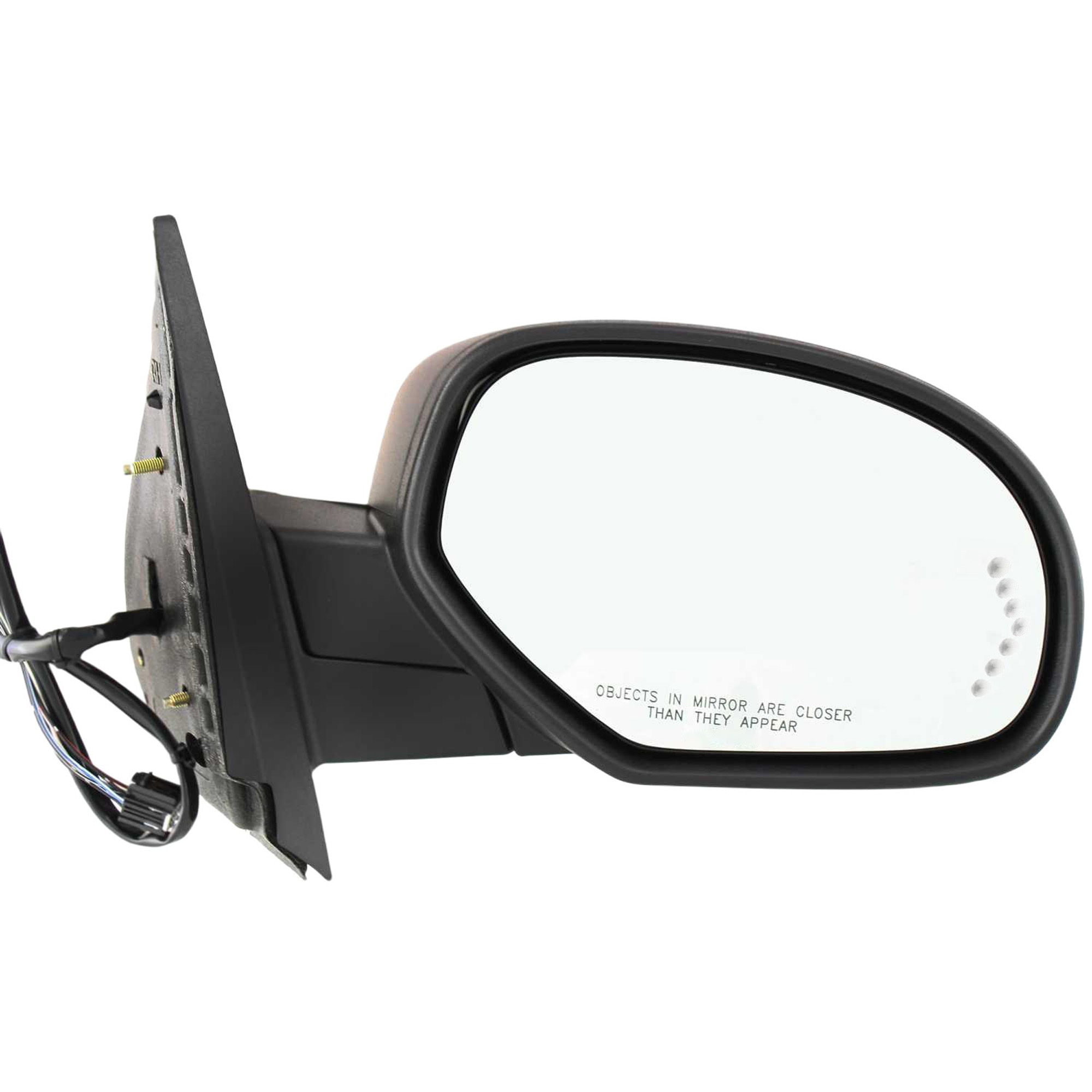 AM SILVERADO 07-13 SUBURBAN 07-14 MIRROR RH Power Manual Folding Heated Paintable Textured 2 Caps w Signal Light No Memory and Puddle Light SKU JCV37ER S Partslink GM1321435 OEM 25779805 PFM