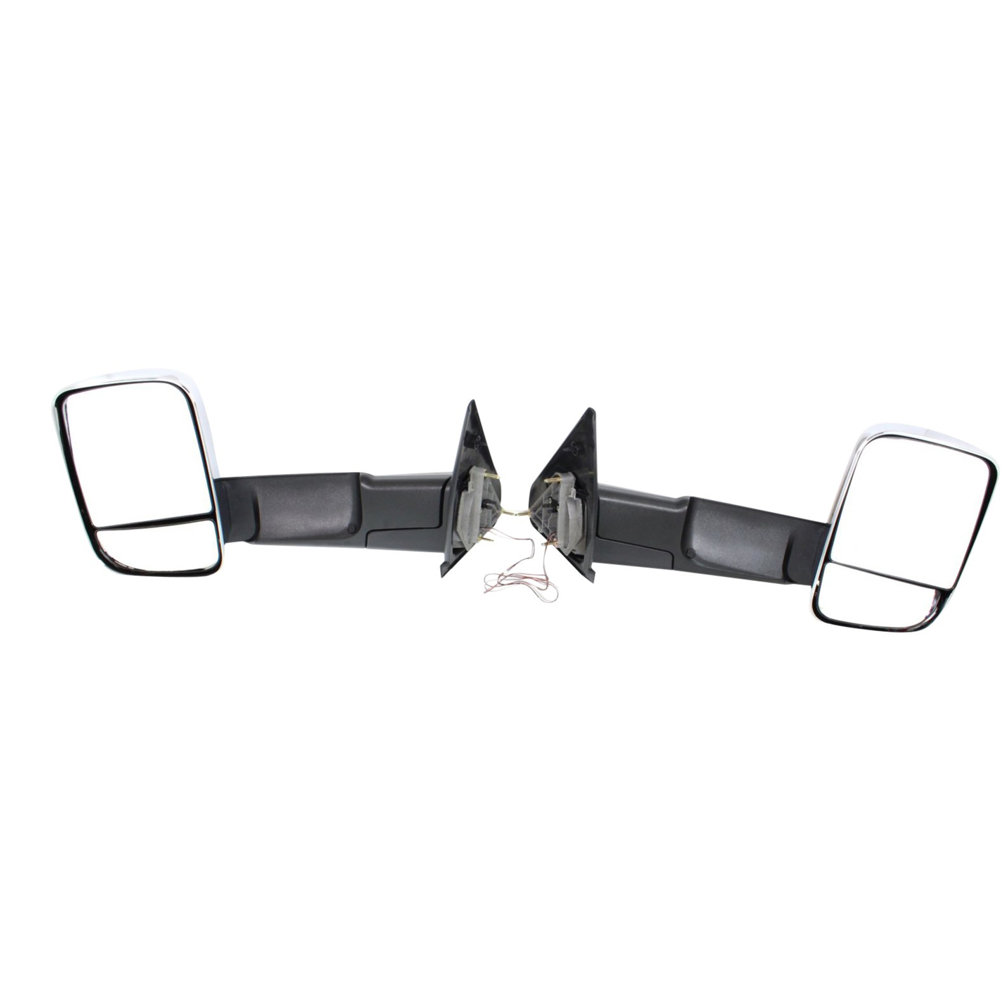 AM RAM 1500 P U 1500-02-08 RAM 2500-3500 P U 03-09 TOWING MIRROR RH AND LH Manual Adjust Manual Folding Non Heated Chrome w Signal Light Dual Glass SKU JDG102CRL S OEM 55077492AN PFM 55077493AN PFM