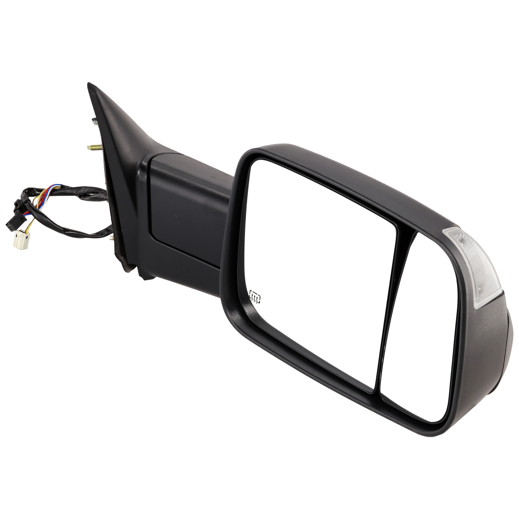 AM RAM1500-2500-3500 P U 10-12 TOWING MIRROR RH Power Manual Folding Heated Textured w Signal light No Auto dimming BSD and Memory SKU JDG72ER S Partslink CH1321315 OEM 55372070AM 55372070AH