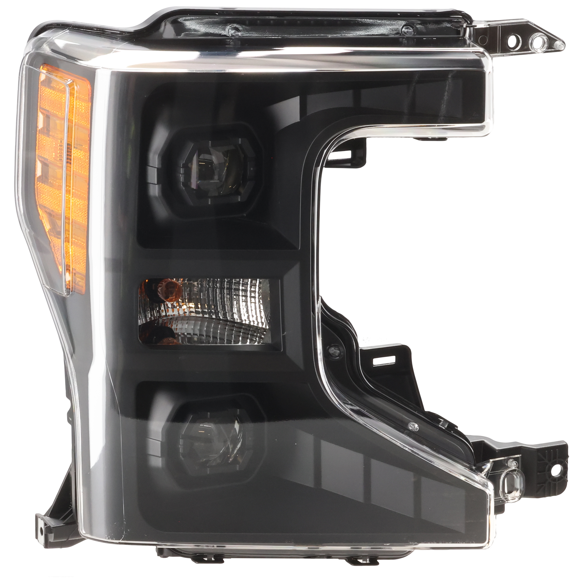 AM F SERIES SUPER DUTY PICKUP 20-22 HEAD LAMP RH Assembly Halogen Black Interior Crew Extended Standard Cab SKU JF10010033A Partslink FO2503436 OEM LC3Z13008A PFM