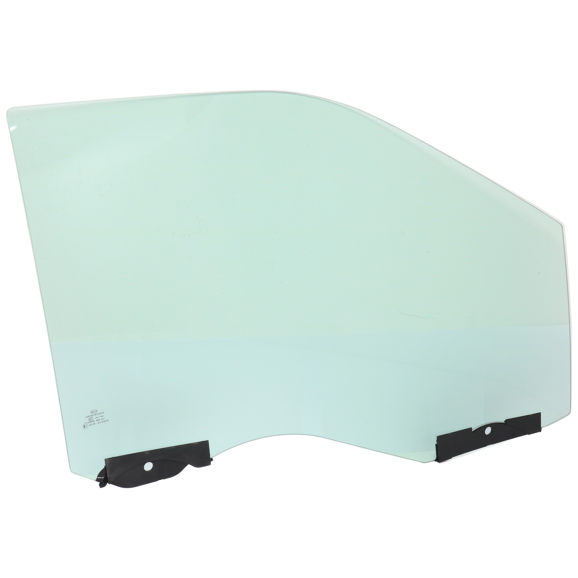 AM F 150-15-18 FRONT DOOR GLASS RH Green Tint w Clips Laminated SKU JF480141 OEM FL3Z1521410B DD12393GTYN