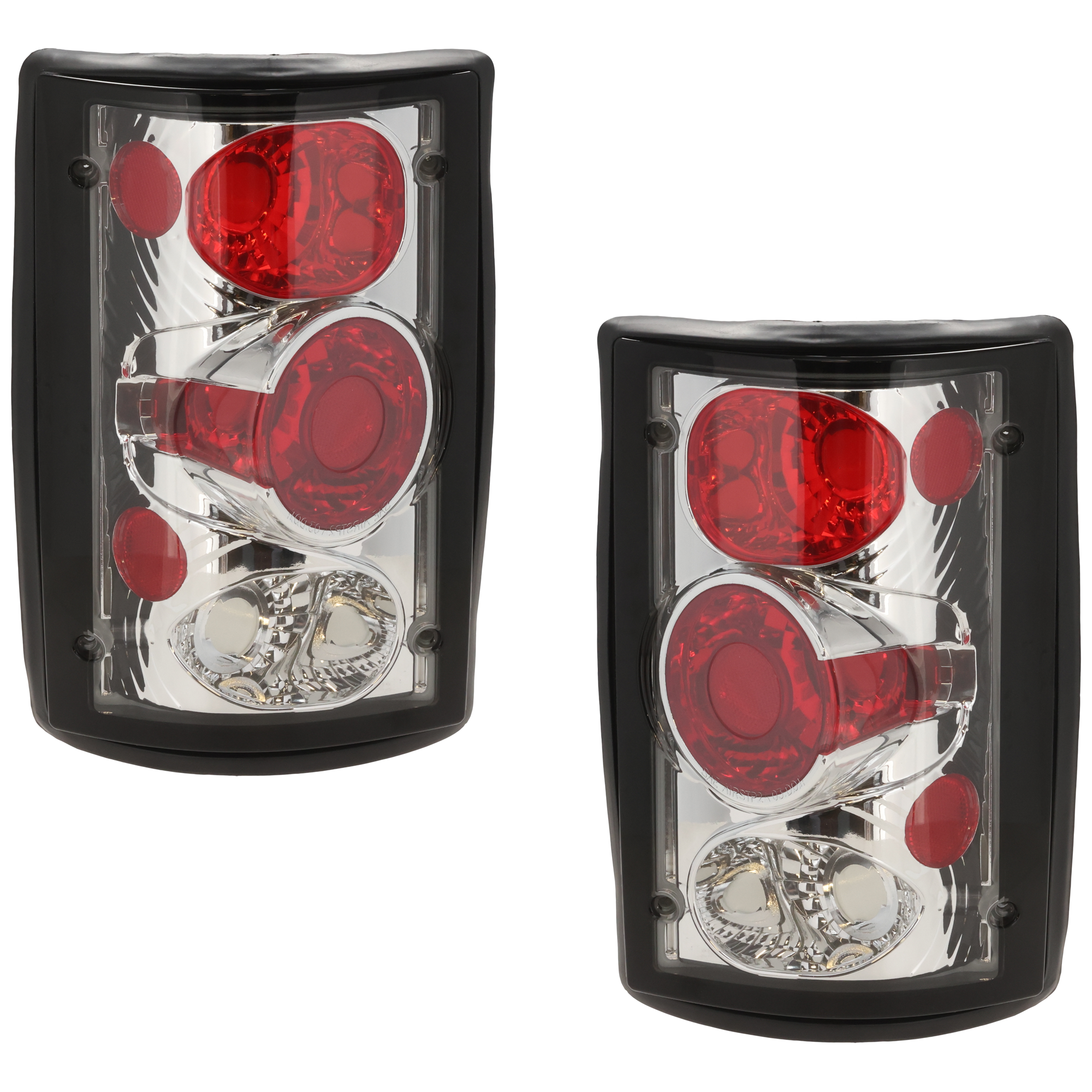AM ECONOLINE VAN 92-94 TAIL LAMP RH AND LH Lens and Housing Clear Lens Chrome Interior SKU JF73010039U OEM F2UZ13404A PFM F2UZ13405A PFM