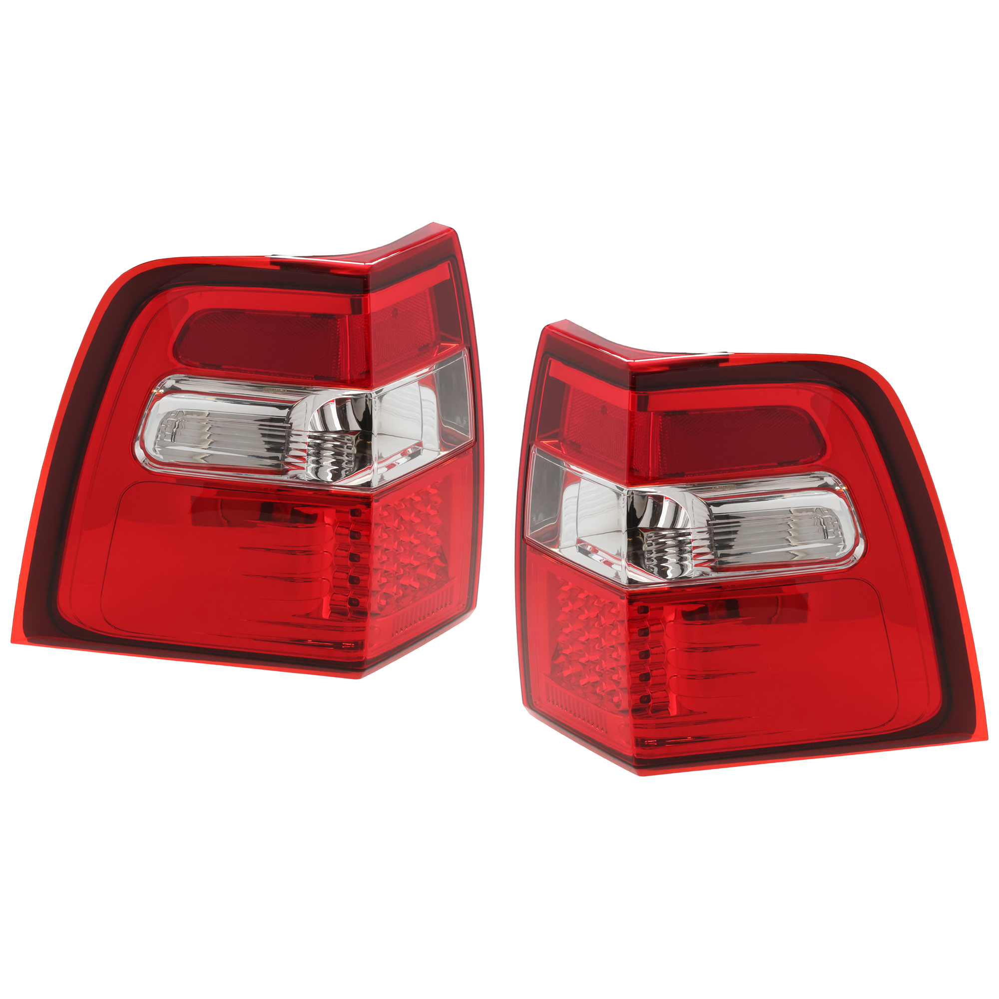 AM EXPEDITION 07-17 TAIL LAMP RH AND LH Assembly LED Red and Clear Lens Chrome Interior SKU JF73010042A OEM 7L1Z13404AA PFM 7L1Z13405AA PF